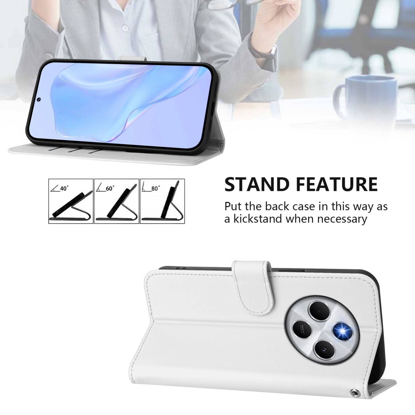Tel1 Xiaomi Redmi 14C 4G Skin Feel Solid Color Θήκη Βιβλίο - White