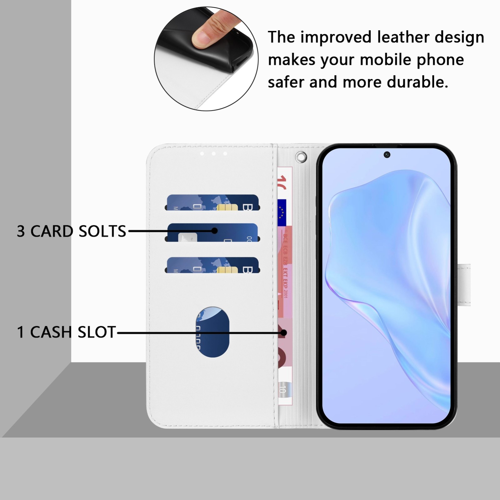 Tel1 Xiaomi Redmi 14C 4G Skin Feel Solid Color Θήκη Βιβλίο - White
