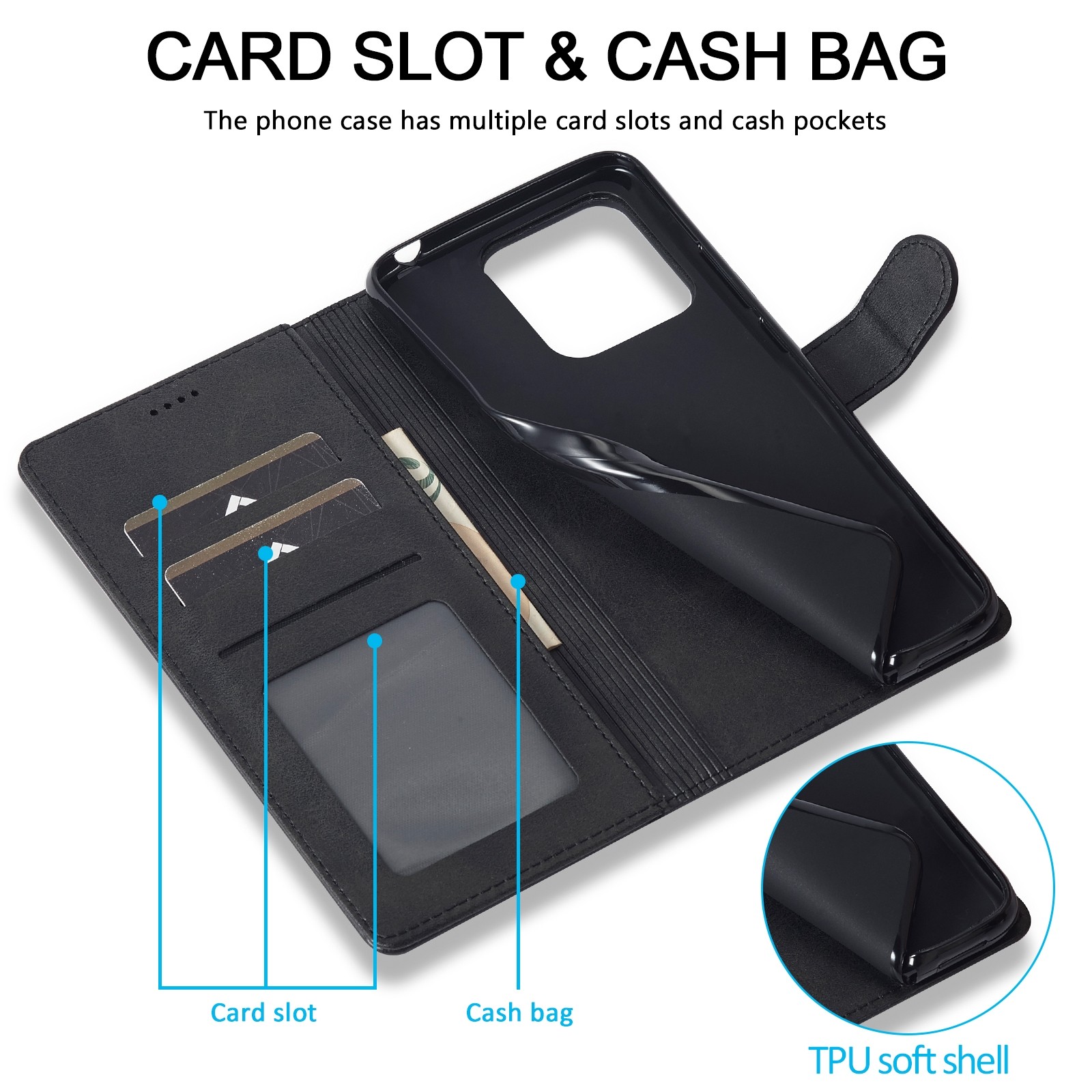 LC.IMEEKE Xiaomi Redmi Note 13 Pro 5G Calf Texture Leather Θήκη Βιβλίο - Black