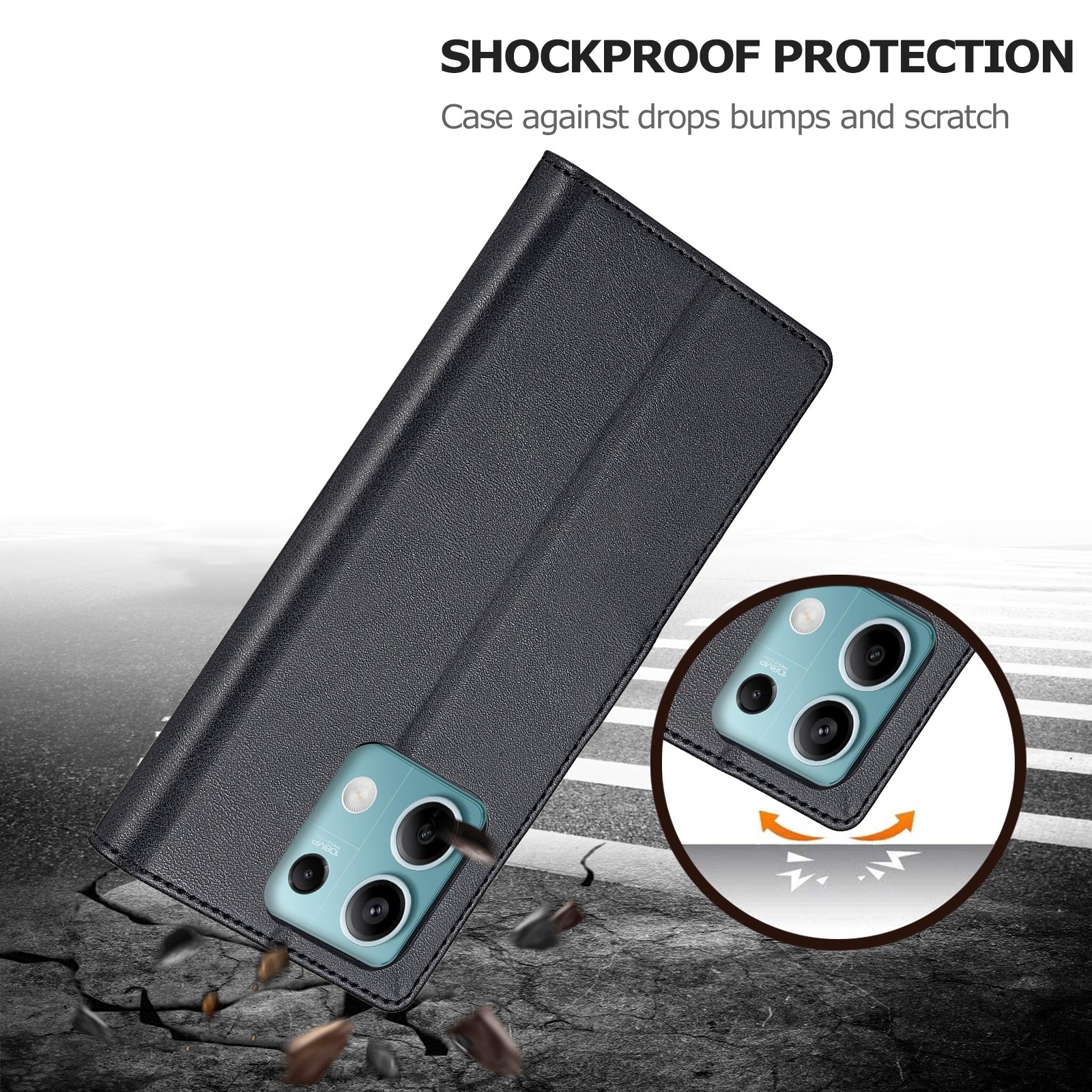 LC.IMEEKE Xiaomi Redmi Note 13 Pro 5G Calf Texture Leather Θήκη Βιβλίο - Black