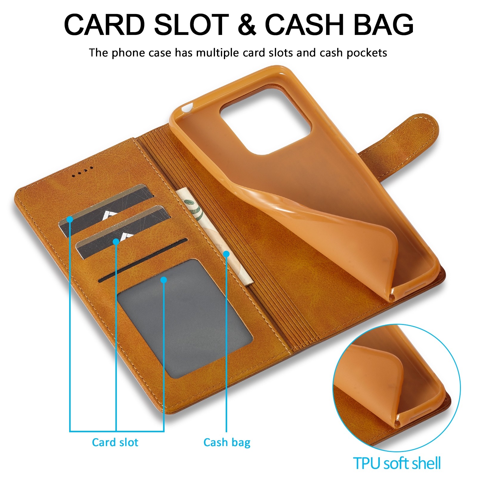 LC.IMEEKE Xiaomi Redmi Note 13 Pro 5G Calf Texture Leather Θήκη Βιβλίο - Brown