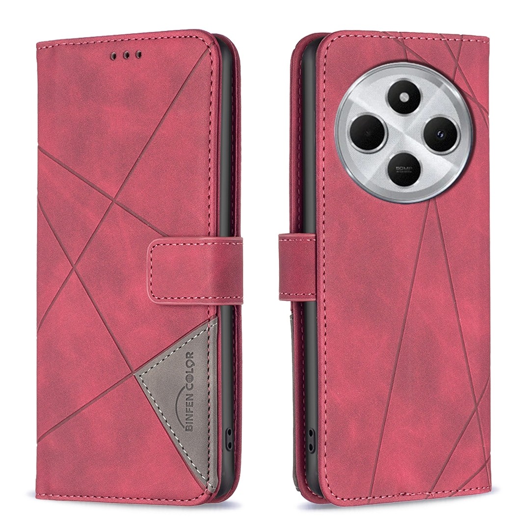 Tel1 Xiaomi Redmi 14C 4G Magnetic Buckle Rhombus Θήκη Βιβλίο - Red