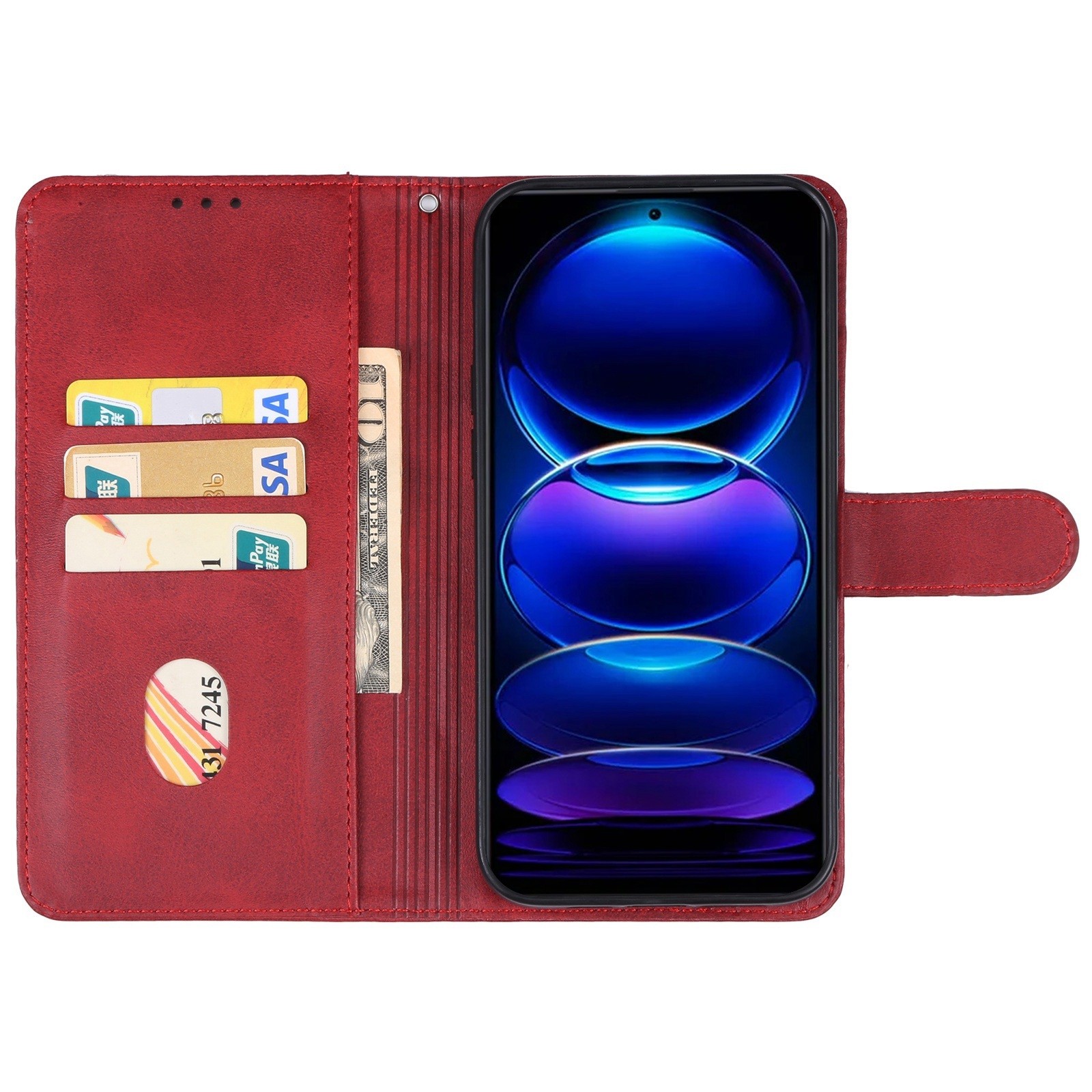 Tel1 Xiaomi Redmi Note 13 Pro 5G Skin Feel Solid Color Θήκη Βιβλίο - Red