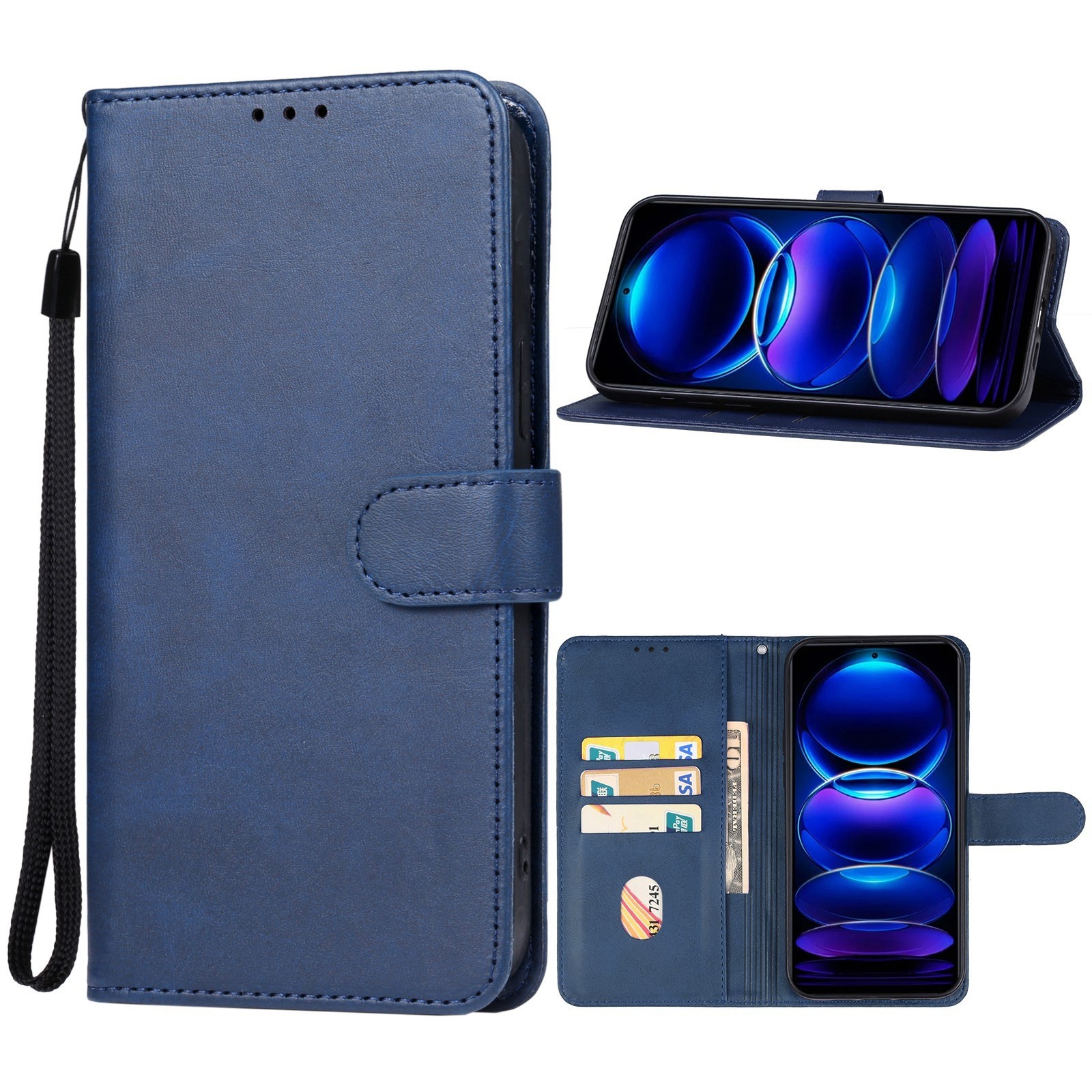 Tel1 Xiaomi Redmi Note 13 Pro 5G Skin Feel Solid Color Θήκη Βιβλίο - Blue