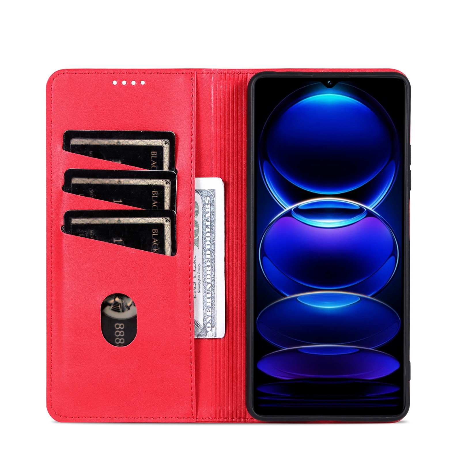 AZNS Xiaomi Redmi 14C 4G Calf Texture Flip Θήκη Βιβλίο - Red