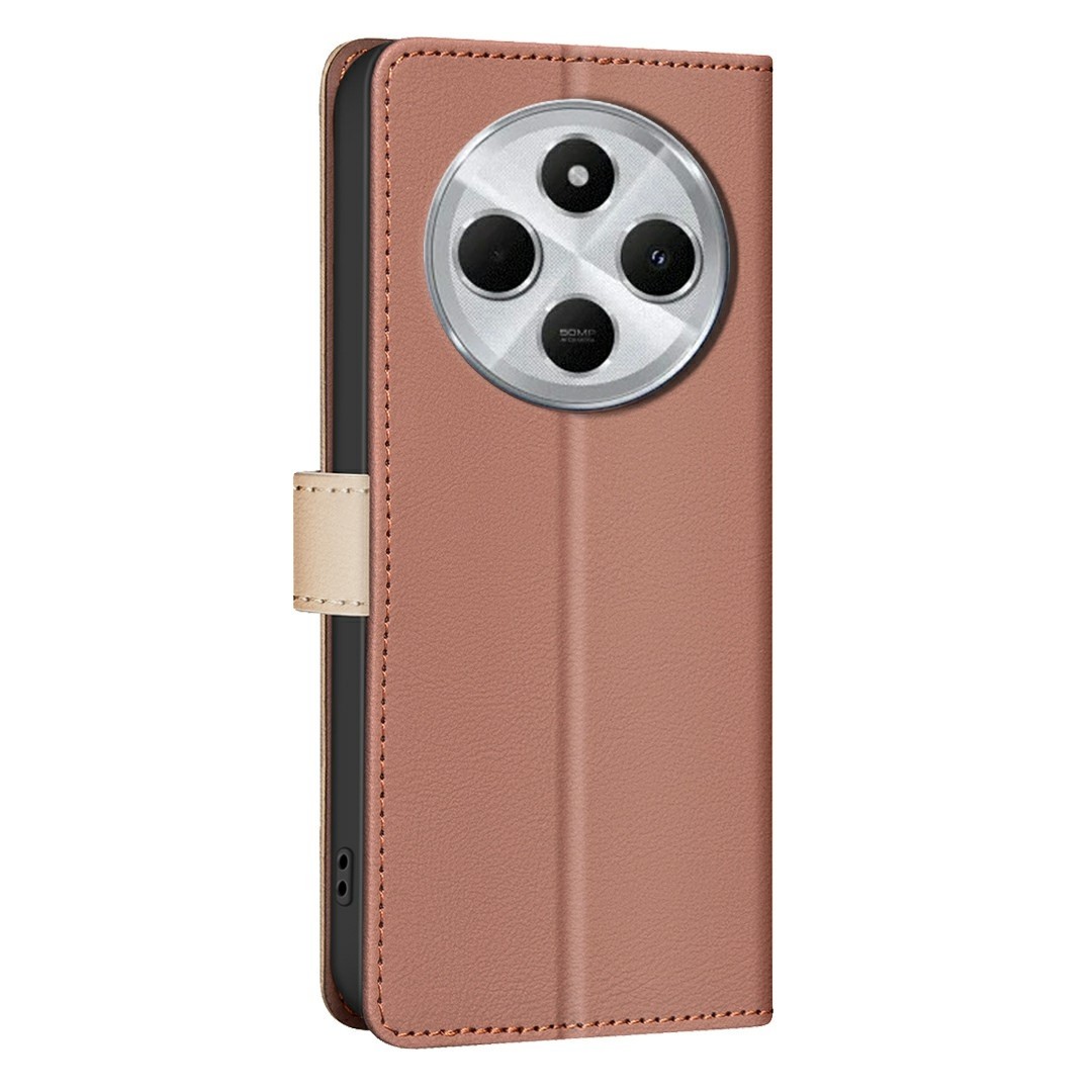 Tel1 Xiaomi Redmi 14C 4G Color Matching RFID Anti-theft Θήκη Βιβλίο - Brown