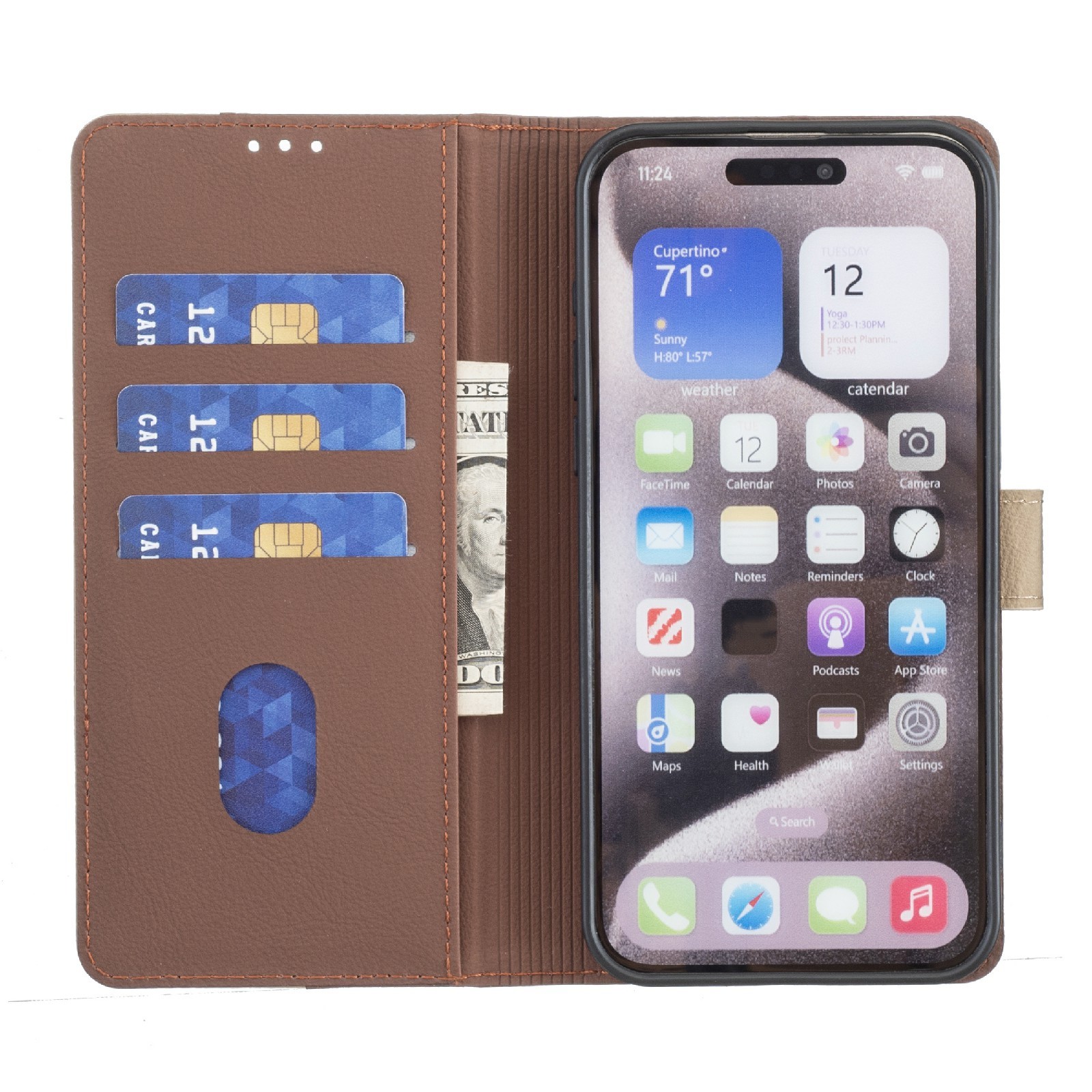 Tel1 Xiaomi Redmi 14C 4G Color Matching RFID Anti-theft Θήκη Βιβλίο - Brown