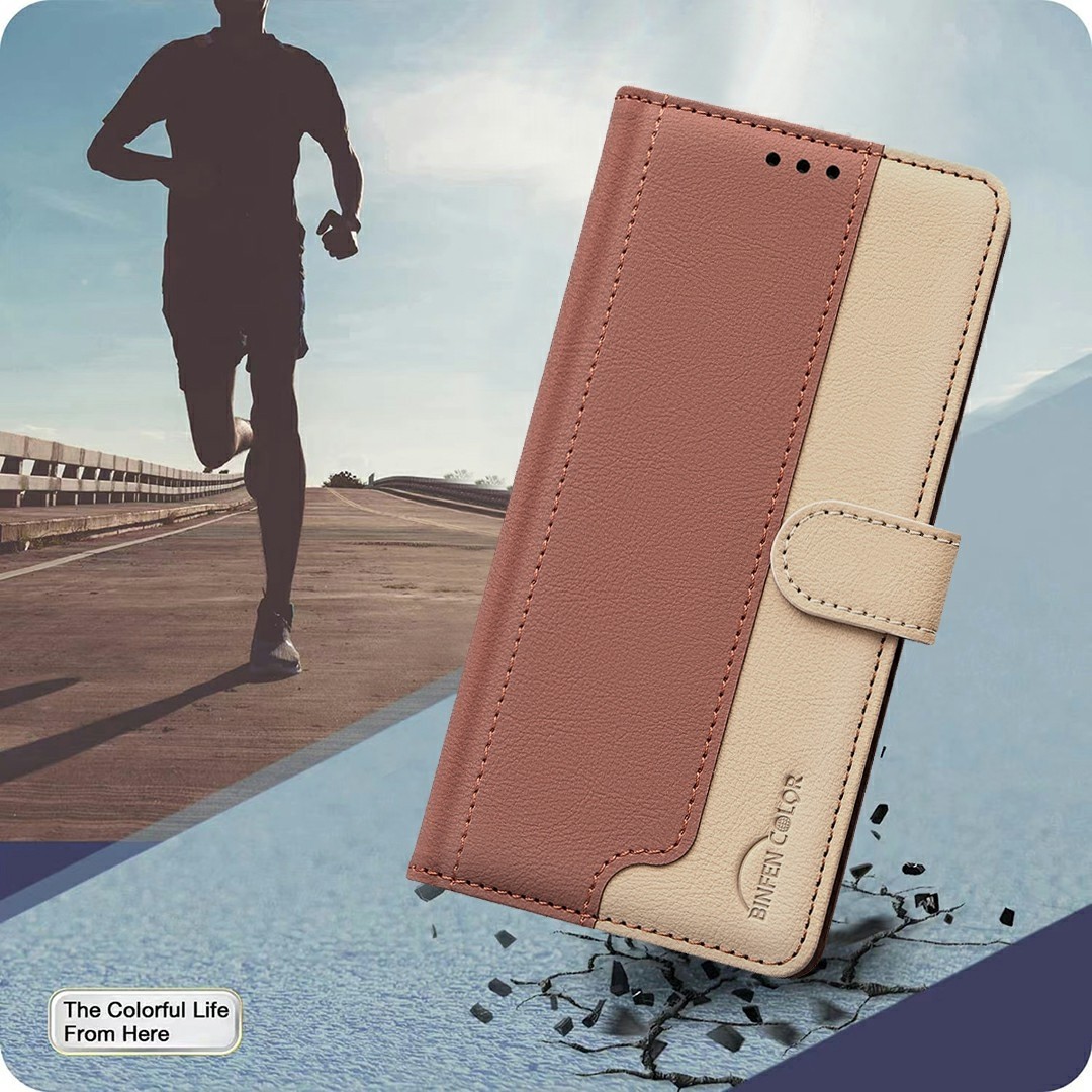 Tel1 Xiaomi Redmi 14C 4G Color Matching RFID Anti-theft Θήκη Βιβλίο - Brown