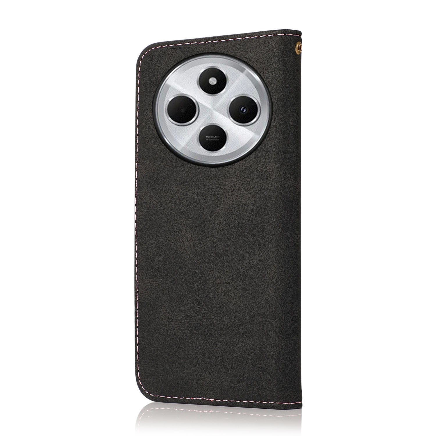 Tel1 Xiaomi Redmi 14C 4G Dual-color Stitching Θήκη Βιβλίο - Black Pink