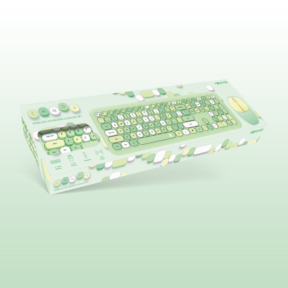 Σετ Πληκτρολόγιο Και Ποντίκι Ασύρματο Forever Wireless Bluetooth Candy Green