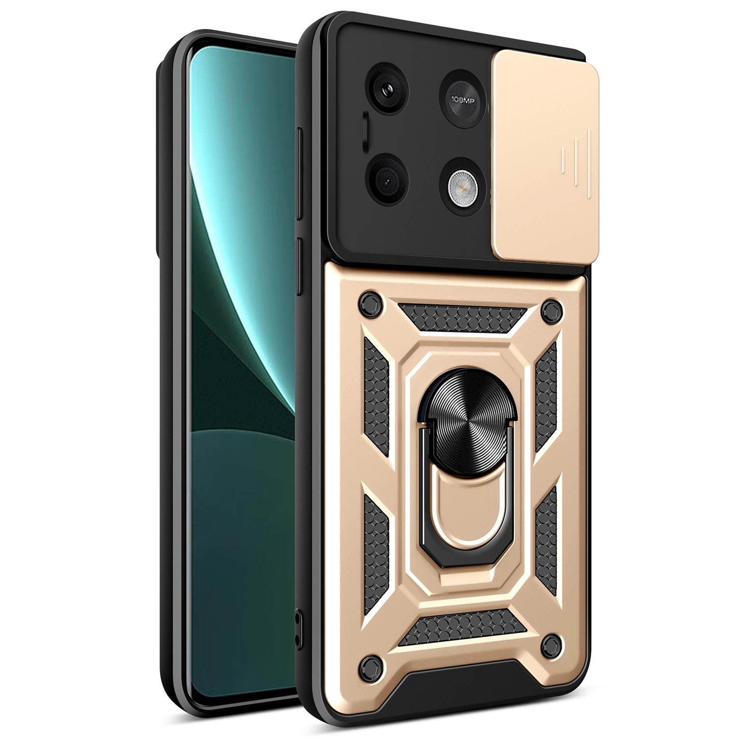 Forcell Xiaomi Redmi Note 13 5G Sliding Camera Cover Θήκη Σκληρή - Gold