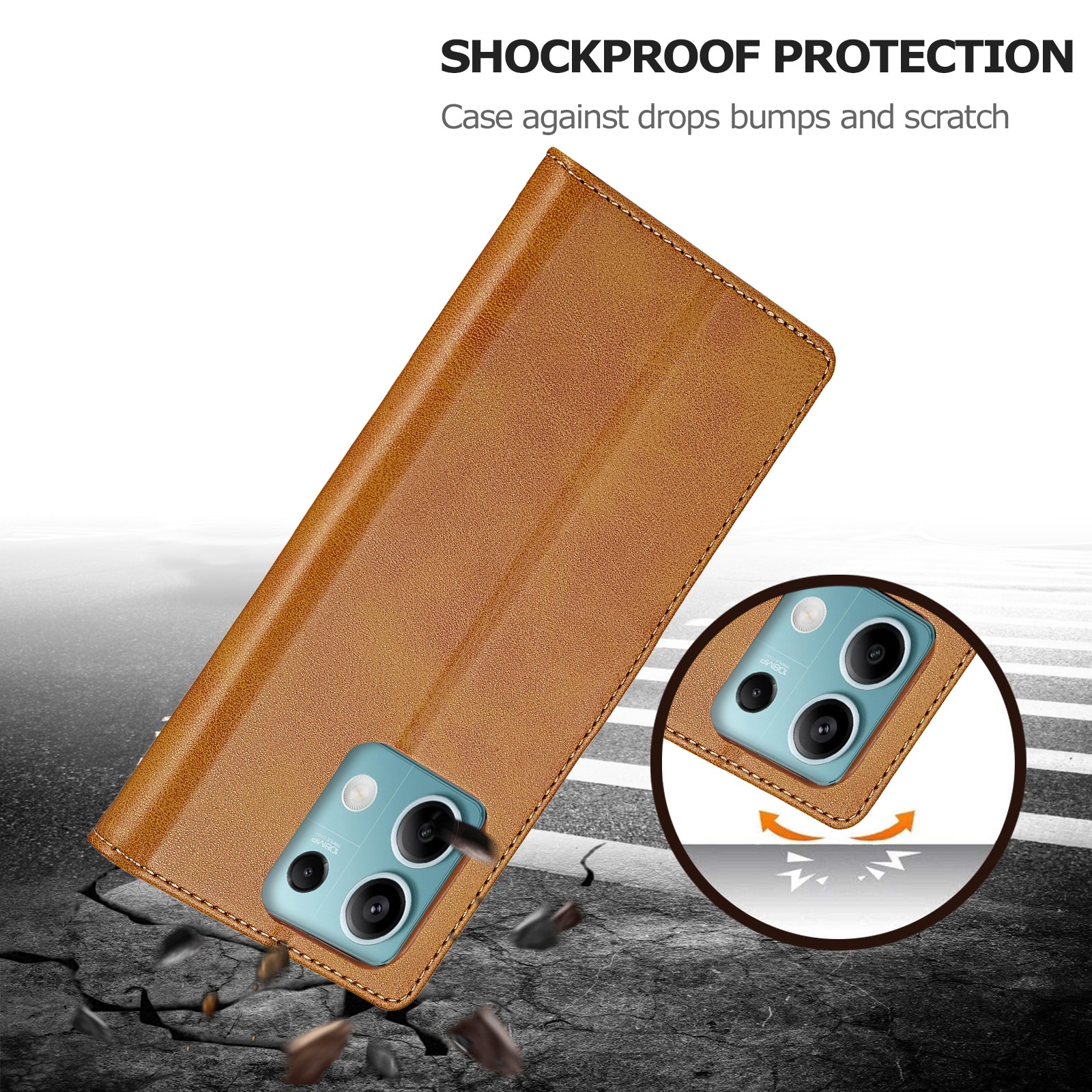 LC.IMEEKE Xiaomi Redmi Note 13 5G Calf Texture Θήκη Βιβλίο - Brown