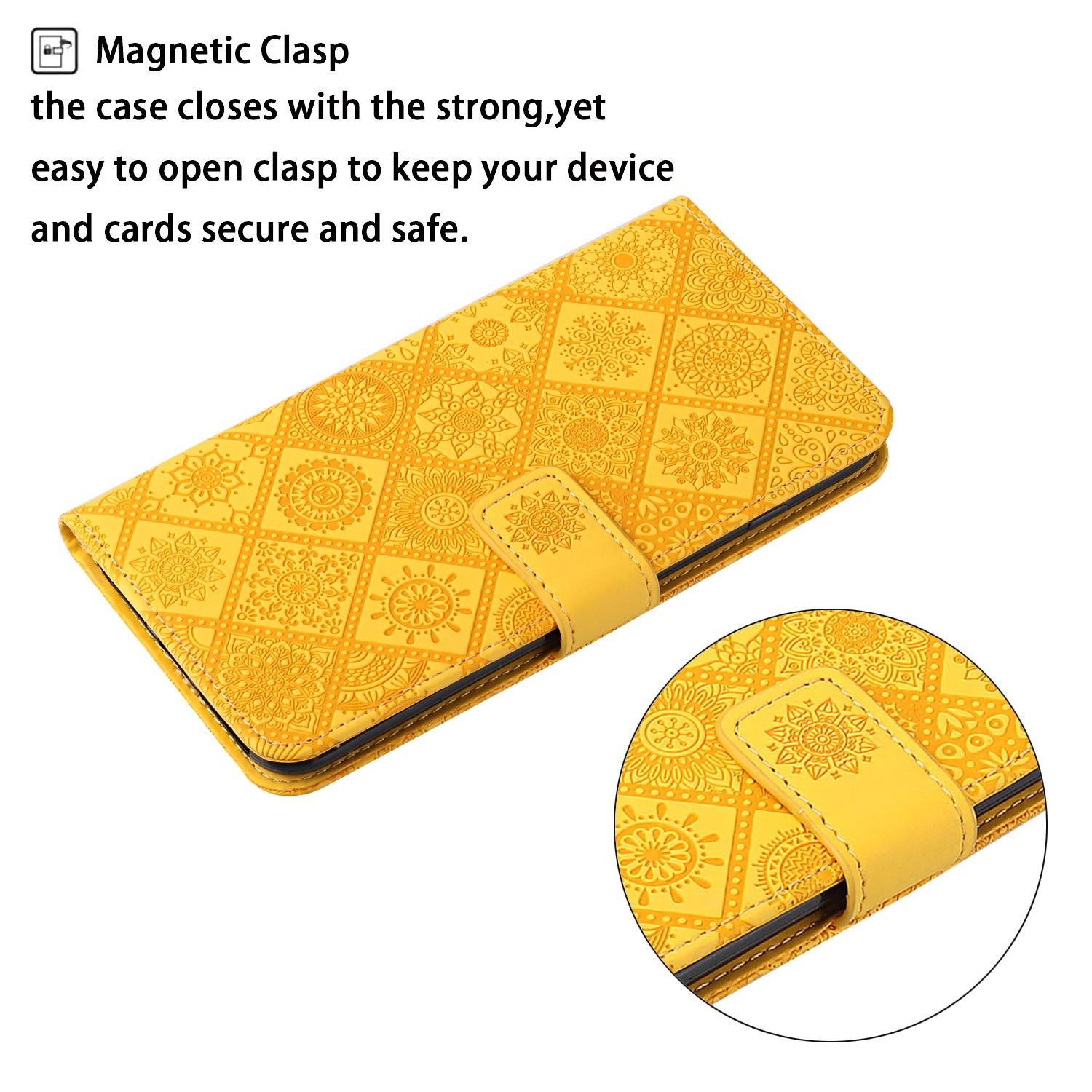 Tel1 Xiaomi Redmi Note 13 5G Ethnic Style Embossed Pattern Θήκη Βιβλίο - Yellow