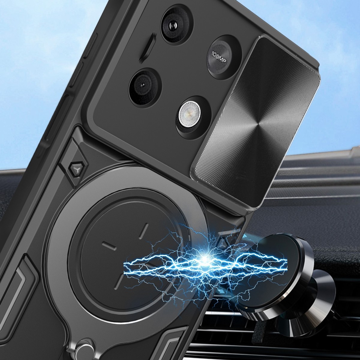 Forcell Xiaomi Redmi Note 13 5G Camshield Magnetic Holder Θήκη Σκληρή - Blue