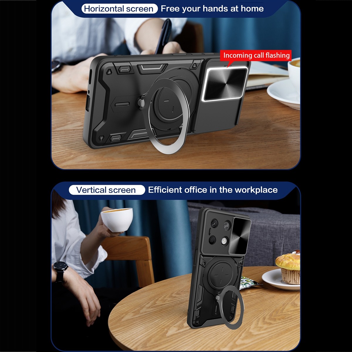 Forcell Xiaomi Redmi Note 13 5G Camshield Magnetic Holder Θήκη Σκληρή - Silver