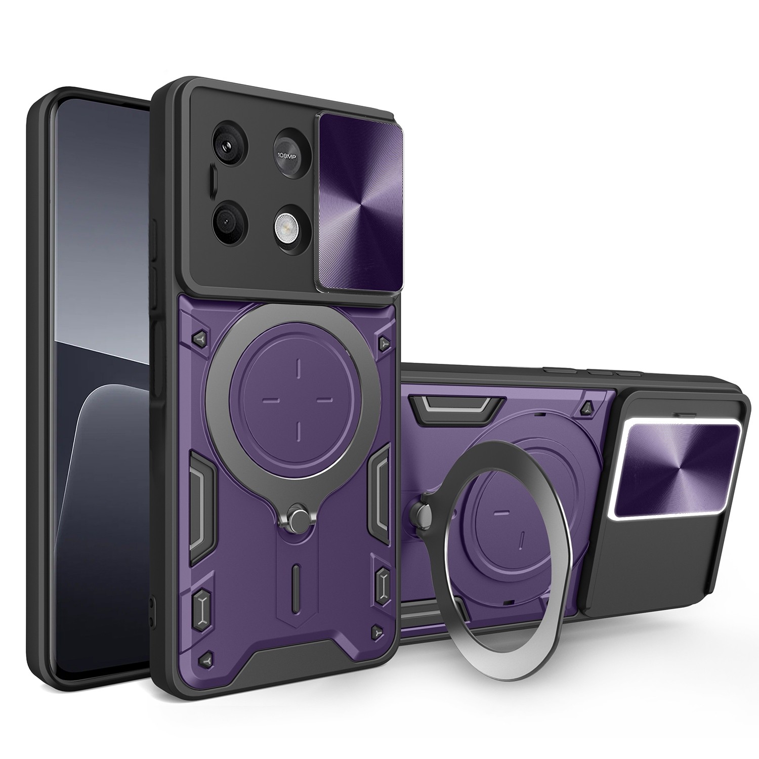 Forcell Xiaomi Redmi Note 13 5G Camshield Magnetic Holder Θήκη Σκληρή - Purple