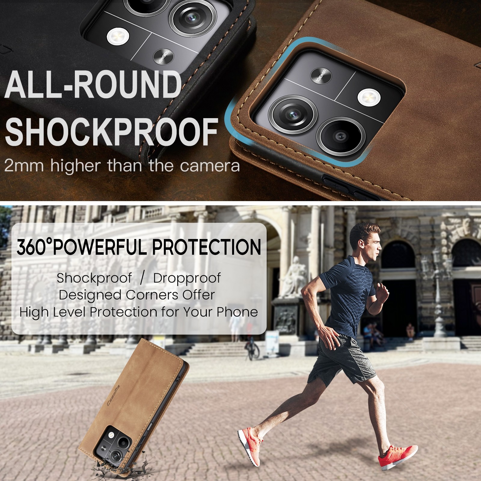 CaseMe 013 Xiaomi Redmi Note 13 5G Retro Leather Θήκη Βιβλίο - Brown