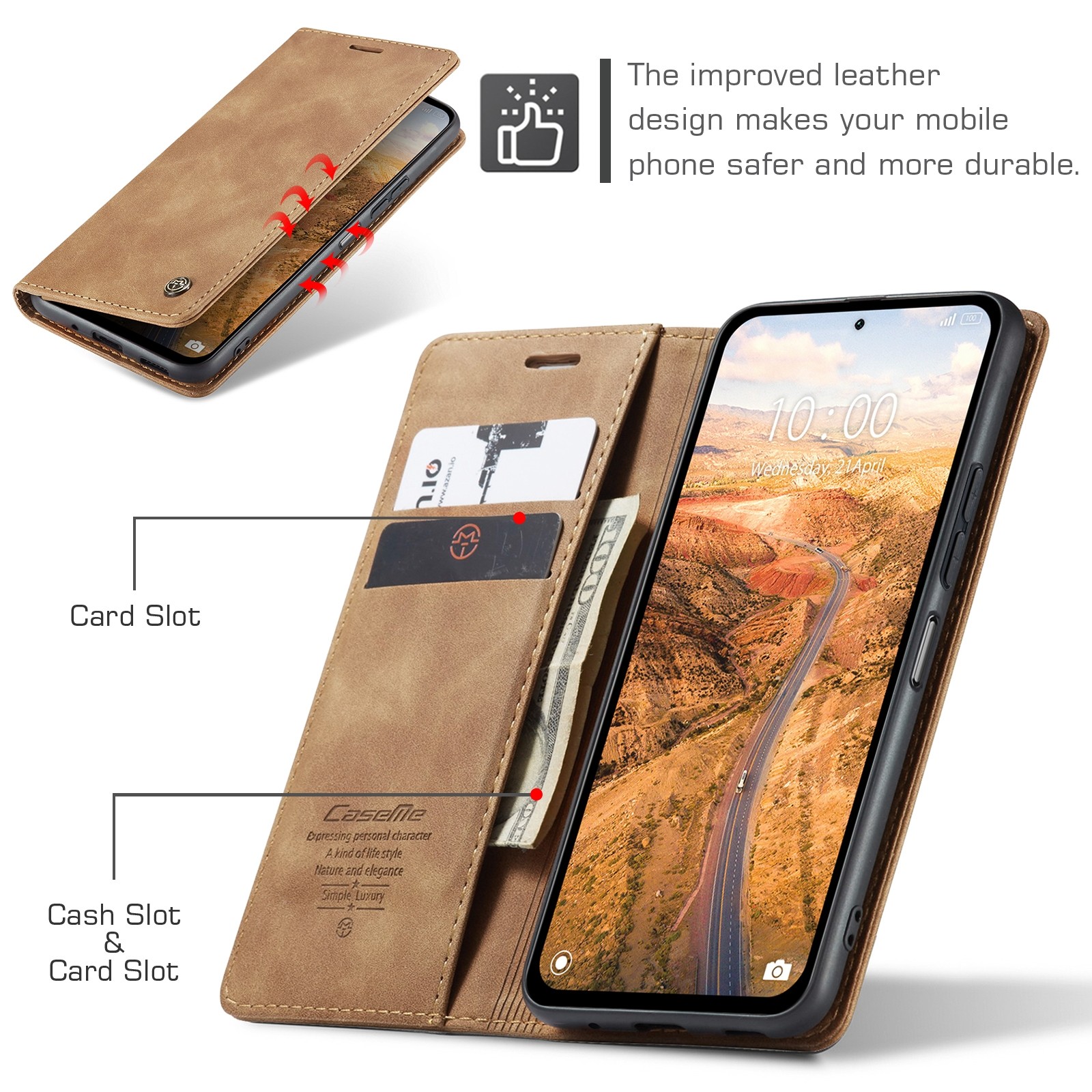 CaseMe 013 Xiaomi Redmi Note 13 5G Retro Leather Θήκη Βιβλίο - Brown