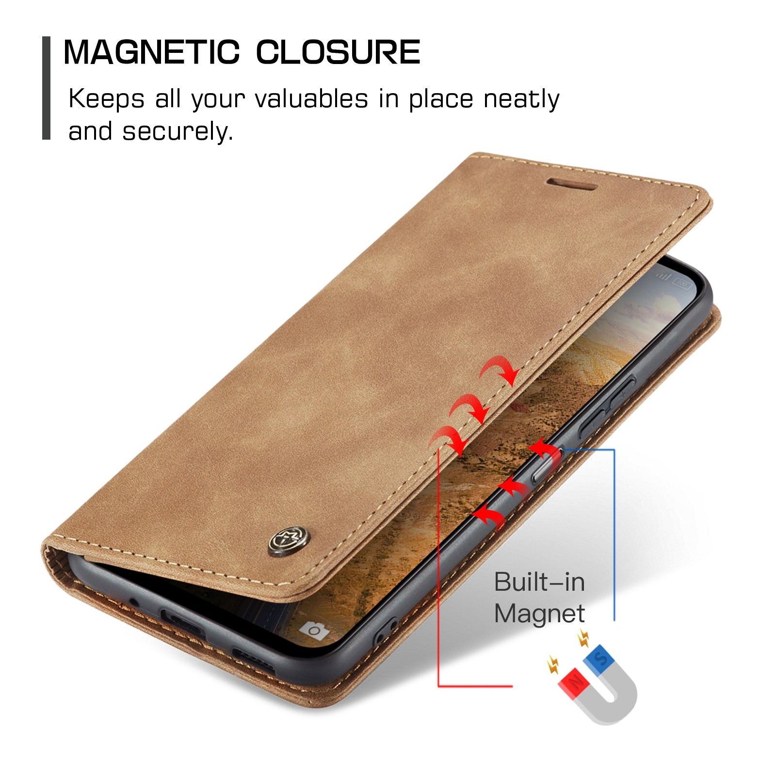 CaseMe 013 Xiaomi Redmi Note 13 5G Retro Leather Θήκη Βιβλίο - Brown