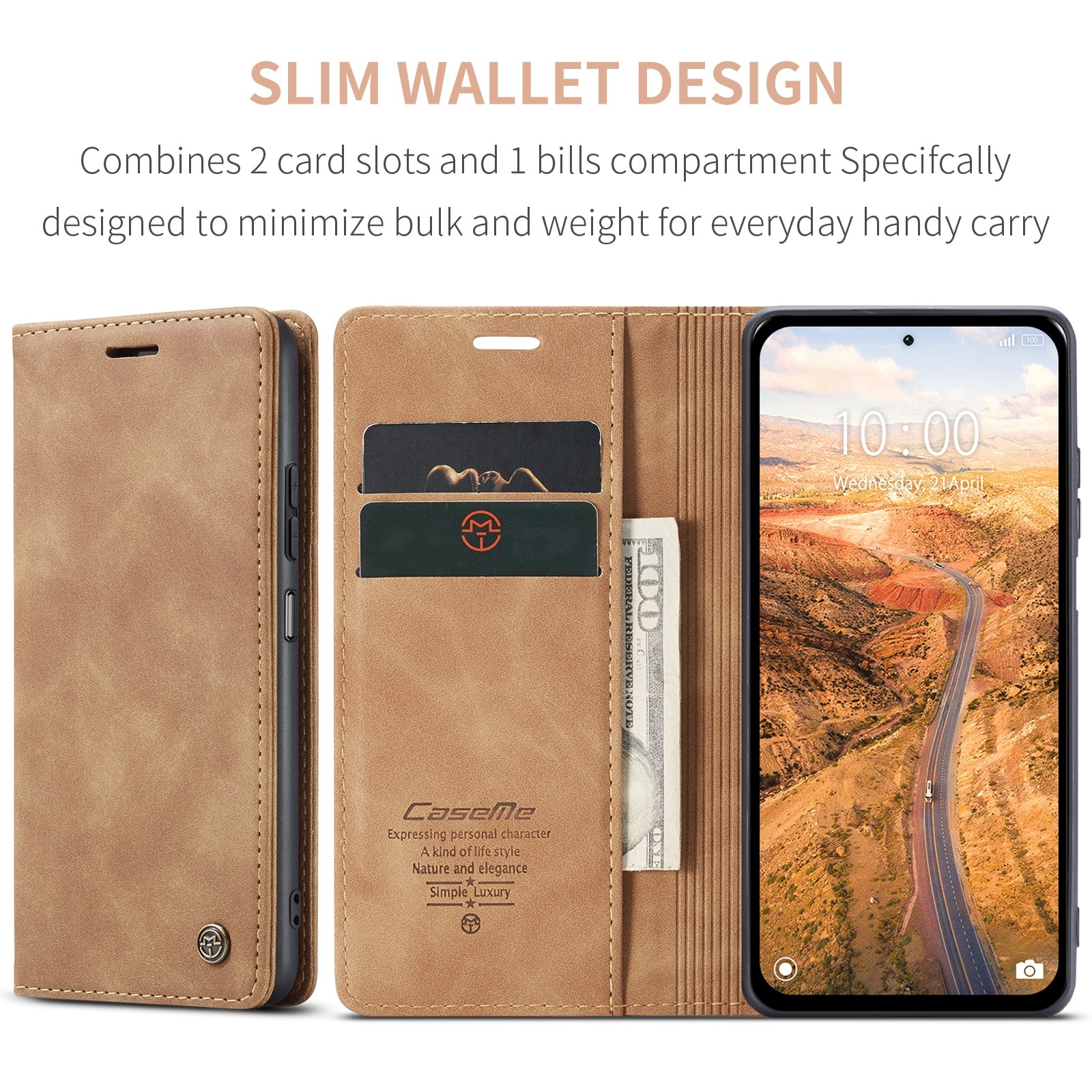CaseMe 013 Xiaomi Redmi Note 13 5G Retro Leather Θήκη Βιβλίο - Brown