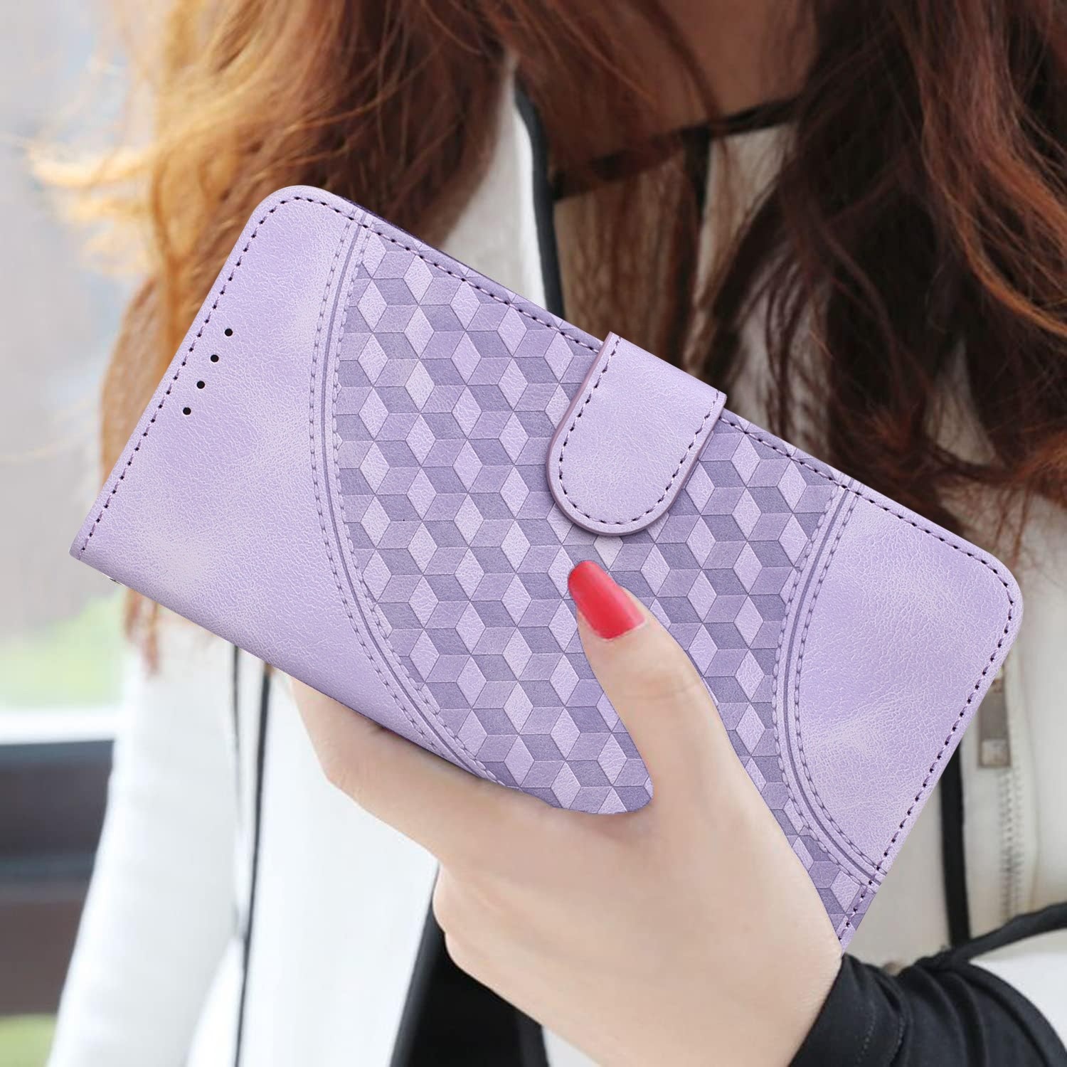 Tel1 Xiaomi Redmi Note 13 5G Soft Embossed Θήκη Βιβλίο - Purple