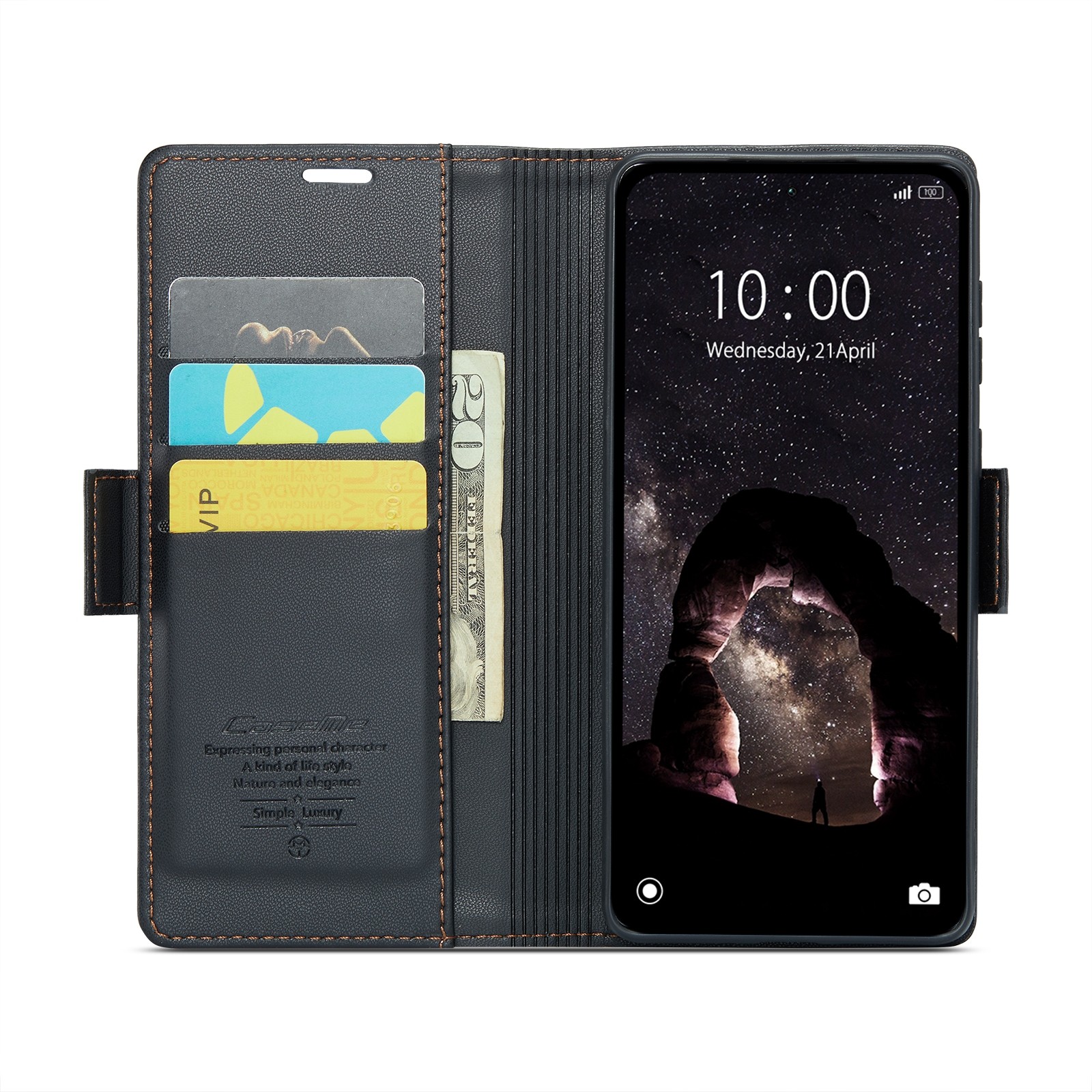CaseMe 023 Xiaomi Redmi Note 13 5G RFID Θήκη Πορτοφόλι Δερμάτινη - Black