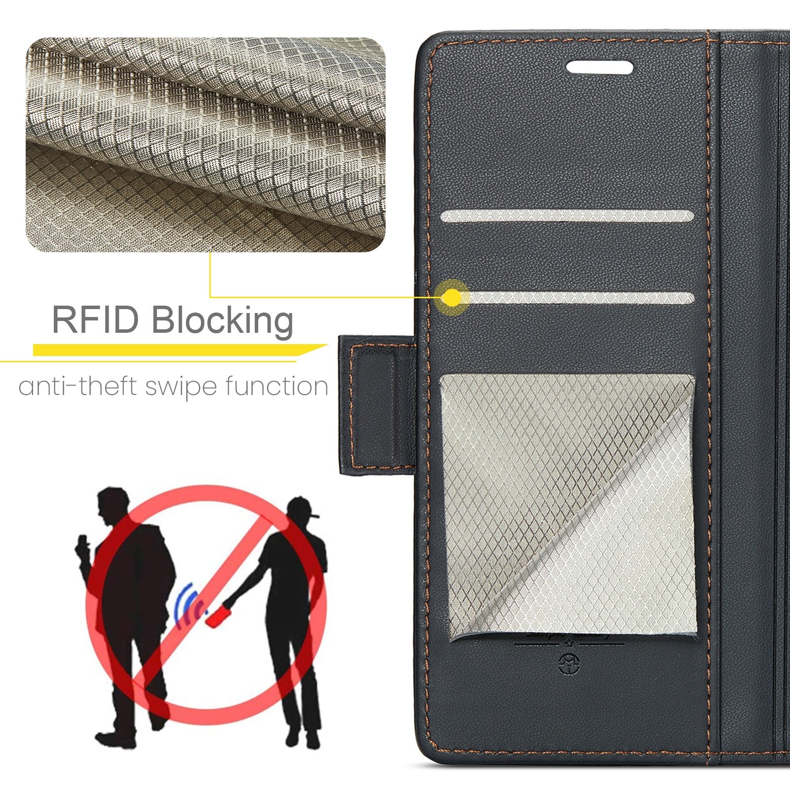 CaseMe 023 Xiaomi Redmi Note 13 5G RFID Θήκη Πορτοφόλι Δερμάτινη - Black