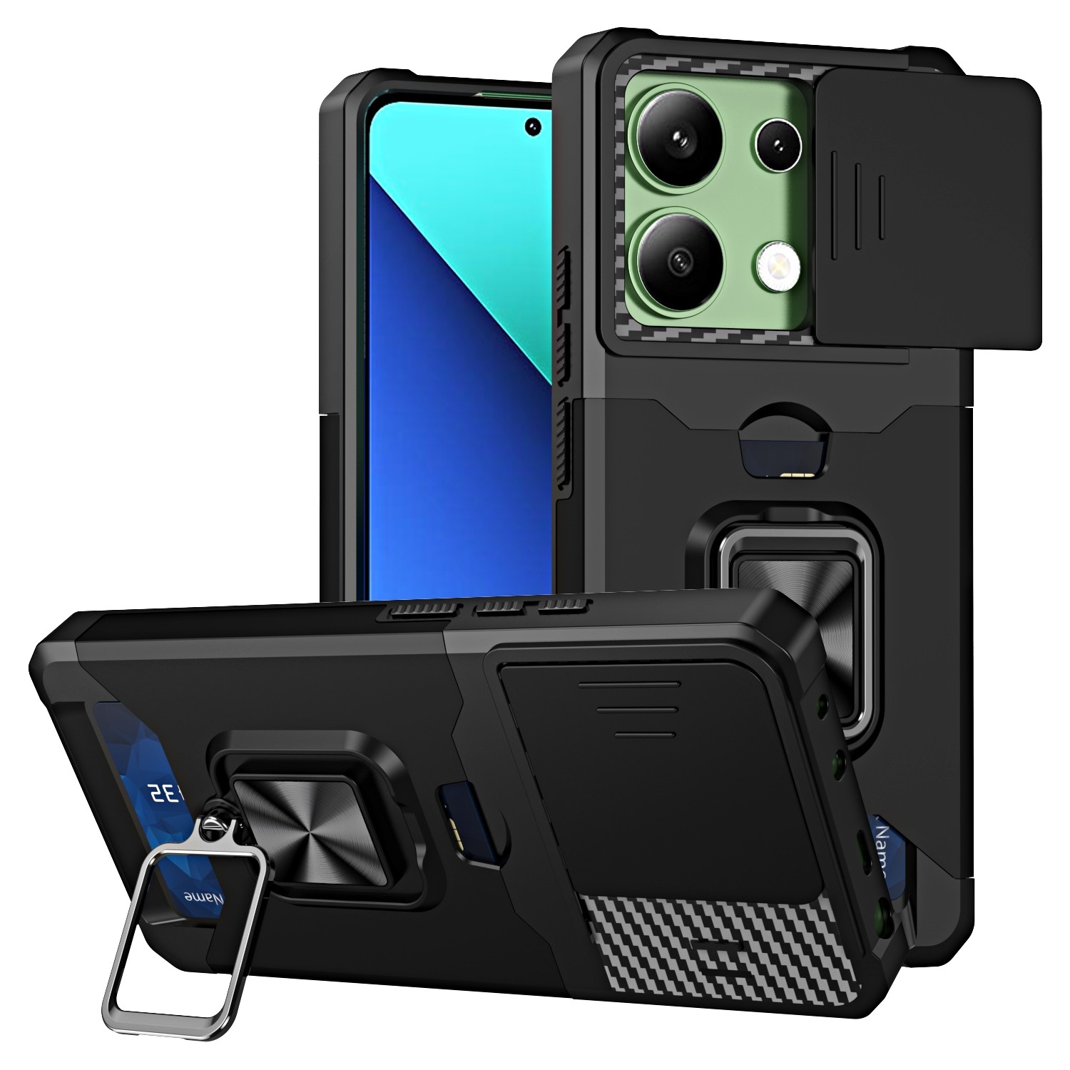 Forcell Xiaomi Redmi Note 13 4G Camera Shield Magnetic Holder Θήκη Σκληρή - Black