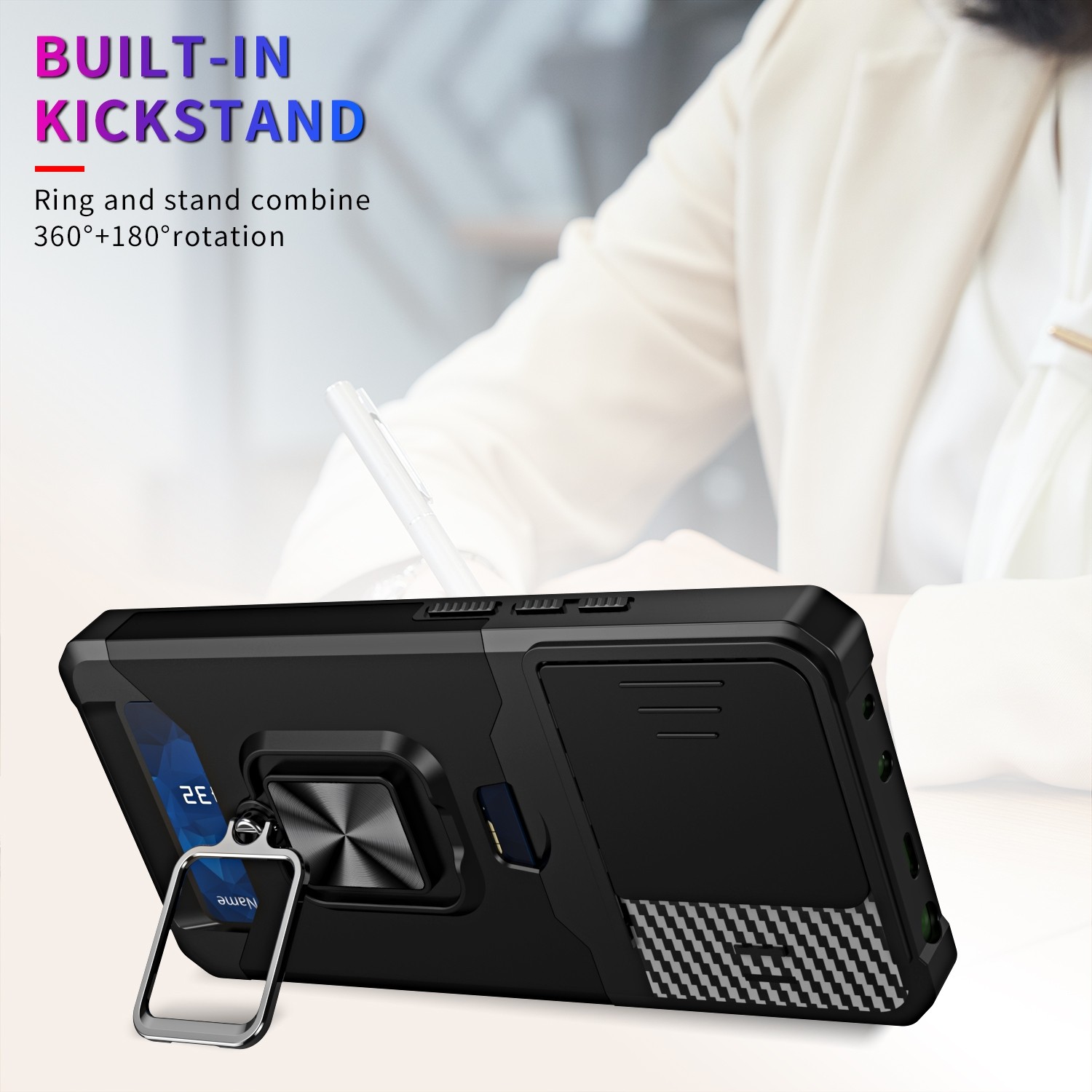 Forcell Xiaomi Redmi Note 13 4G Camera Shield Magnetic Holder Θήκη Σκληρή - Black