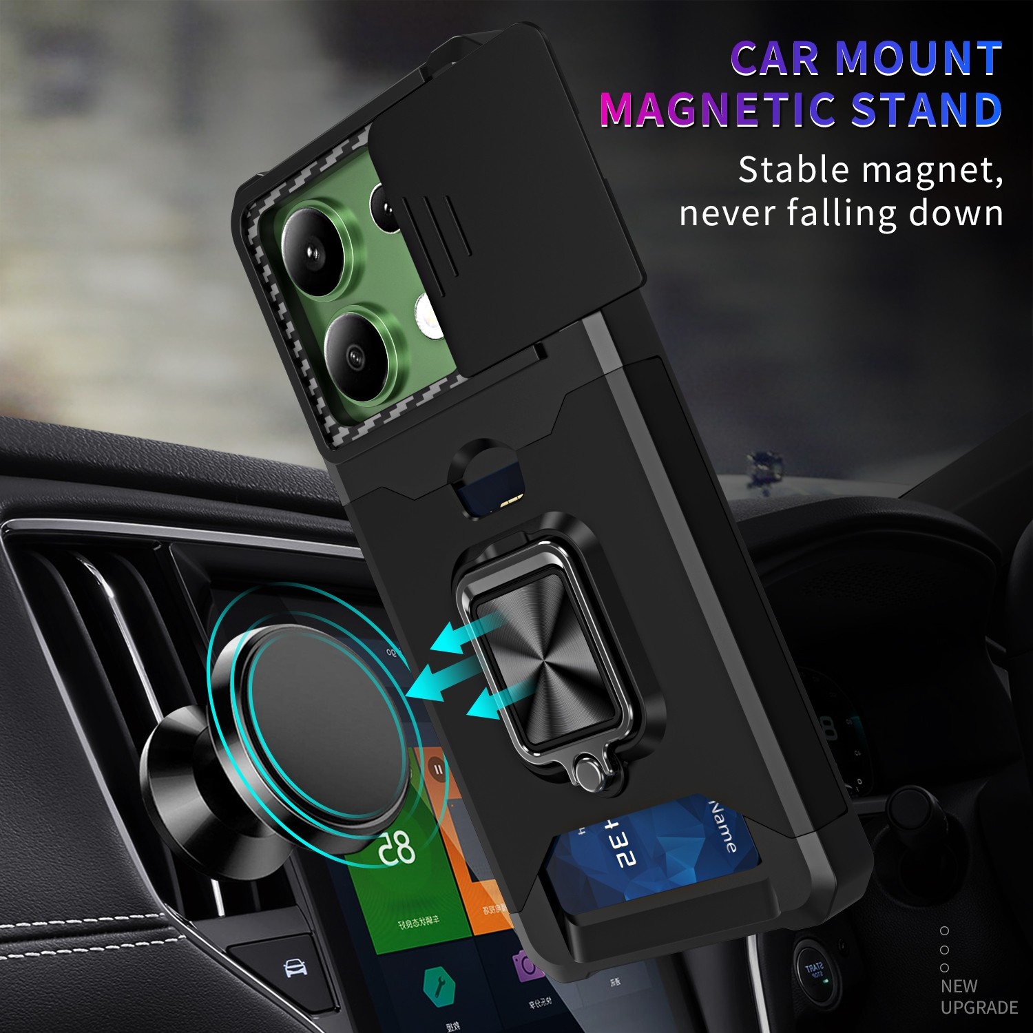 Forcell Xiaomi Redmi Note 13 4G Camera Shield Magnetic Holder Θήκη Σκληρή - Black