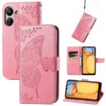 Tel1 Xiaomi Poco C65 / Xiaomi Redmi 13C 4G / 5G Butterfly Embossed Θήκη Βιβλίο - Pink