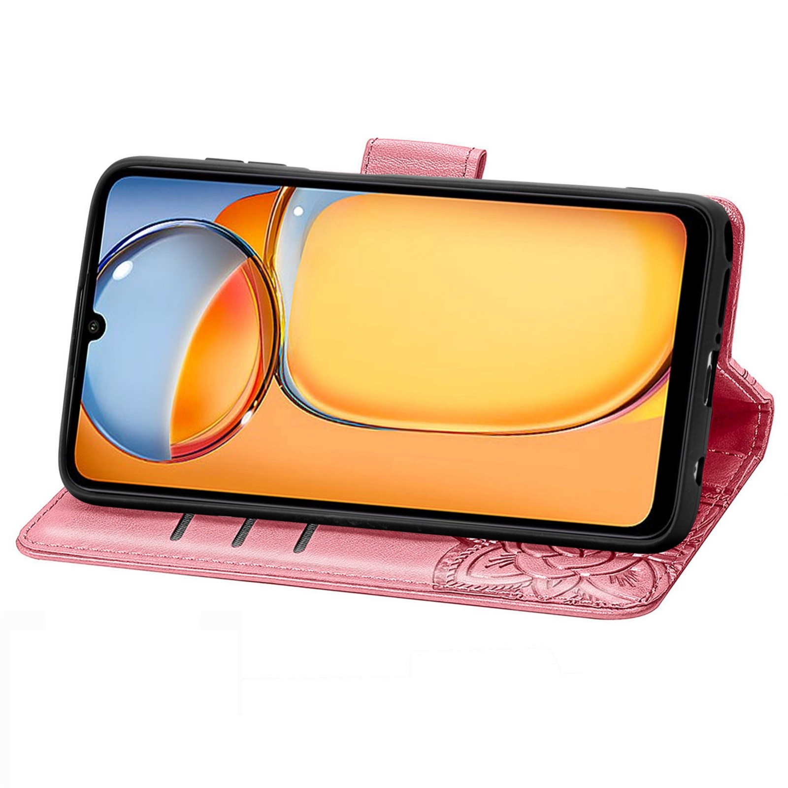 Tel1 Xiaomi Poco C65 / Xiaomi Redmi 13C 4G / 5G Butterfly Embossed Θήκη Βιβλίο - Pink