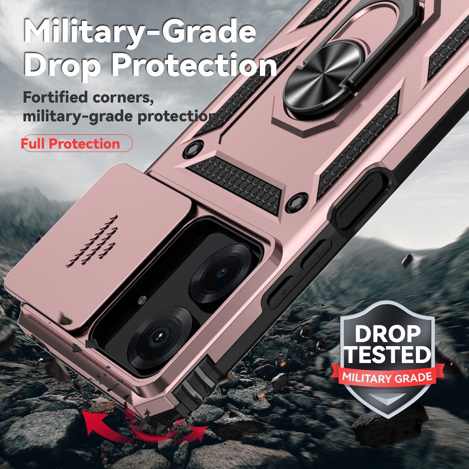 Forcell Xiaomi Poco C65 / Xiaomi Redmi 13C 4G Camshield Holder Θήκη Σκληρή - Rose Gold