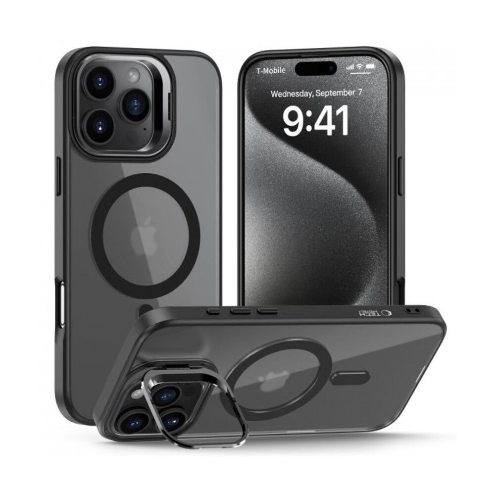 Tech-Protect iPhone 16 Pro Max Magsafe Magstand Matte Θήκη με Πλαίσιο Σιλικόνης Διάφανη - Black