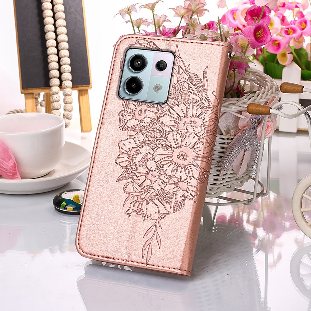 Tel1 Xiaomi Redmi Note 13 Pro 5G Embossed Butterfly Θήκη Βιβλίο - Rose Gold