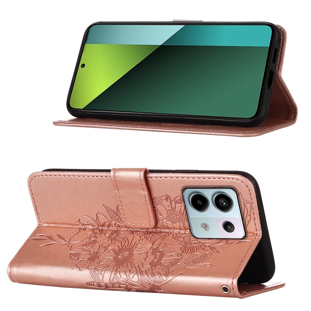Tel1 Xiaomi Redmi Note 13 Pro 5G Embossed Butterfly Θήκη Βιβλίο - Rose Gold