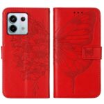 Tel1 Xiaomi Redmi Note 13 Pro 4G / Poco M6 Pro 4G Embossed Butterfly Θήκη Βιβλίο - Red