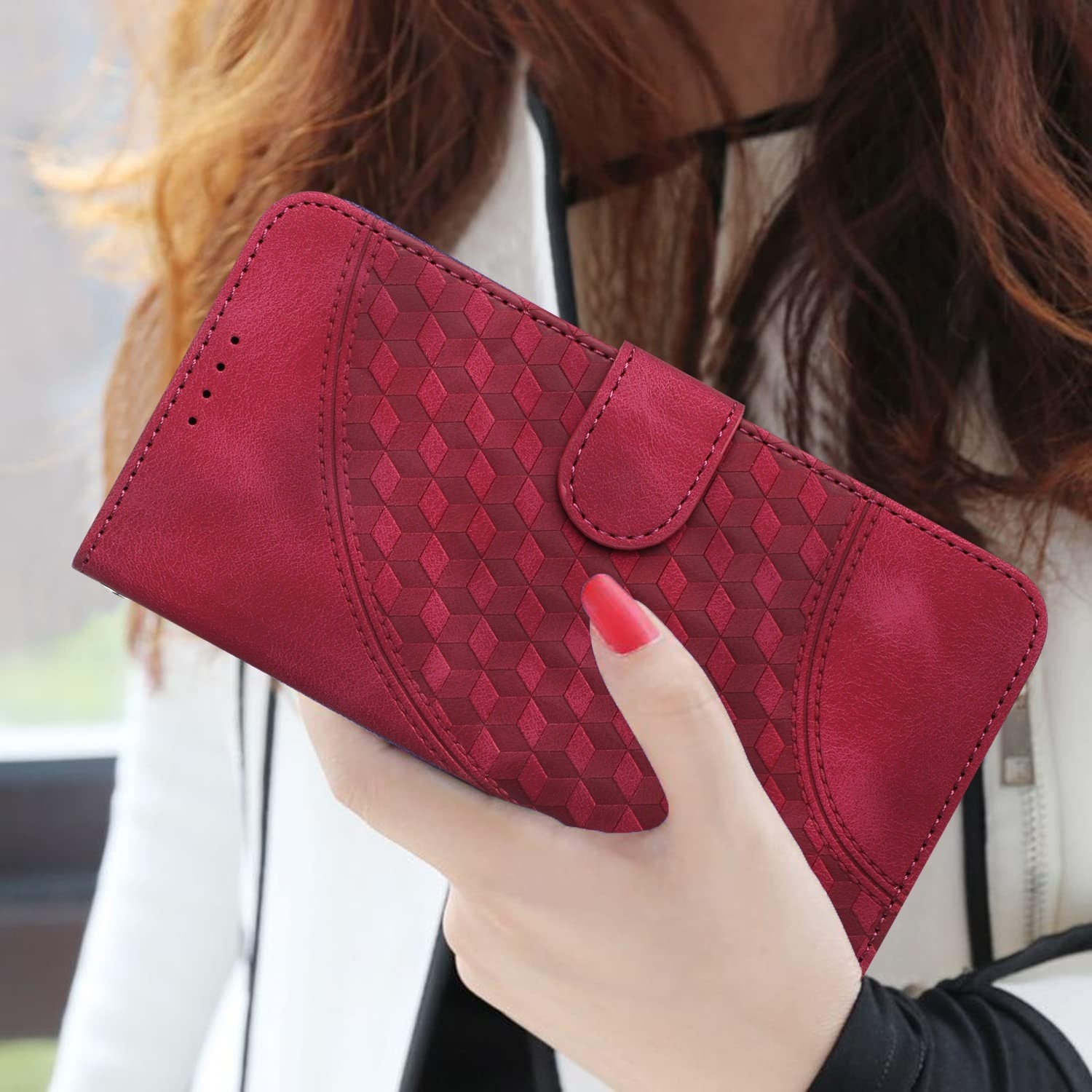 Tel1 Xiaomi Redmi Note 13 Pro 5G Embossed Θήκη Βιβλίο - Red