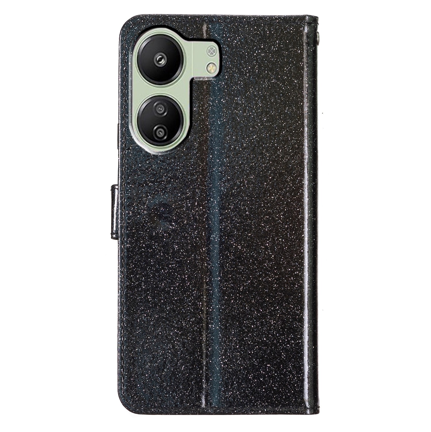 Tel1 Xiaomi Poco C65 / Xiaomi Redmi 13C 4G Glitter Powder Filp Θήκη Βιβλίο - Black