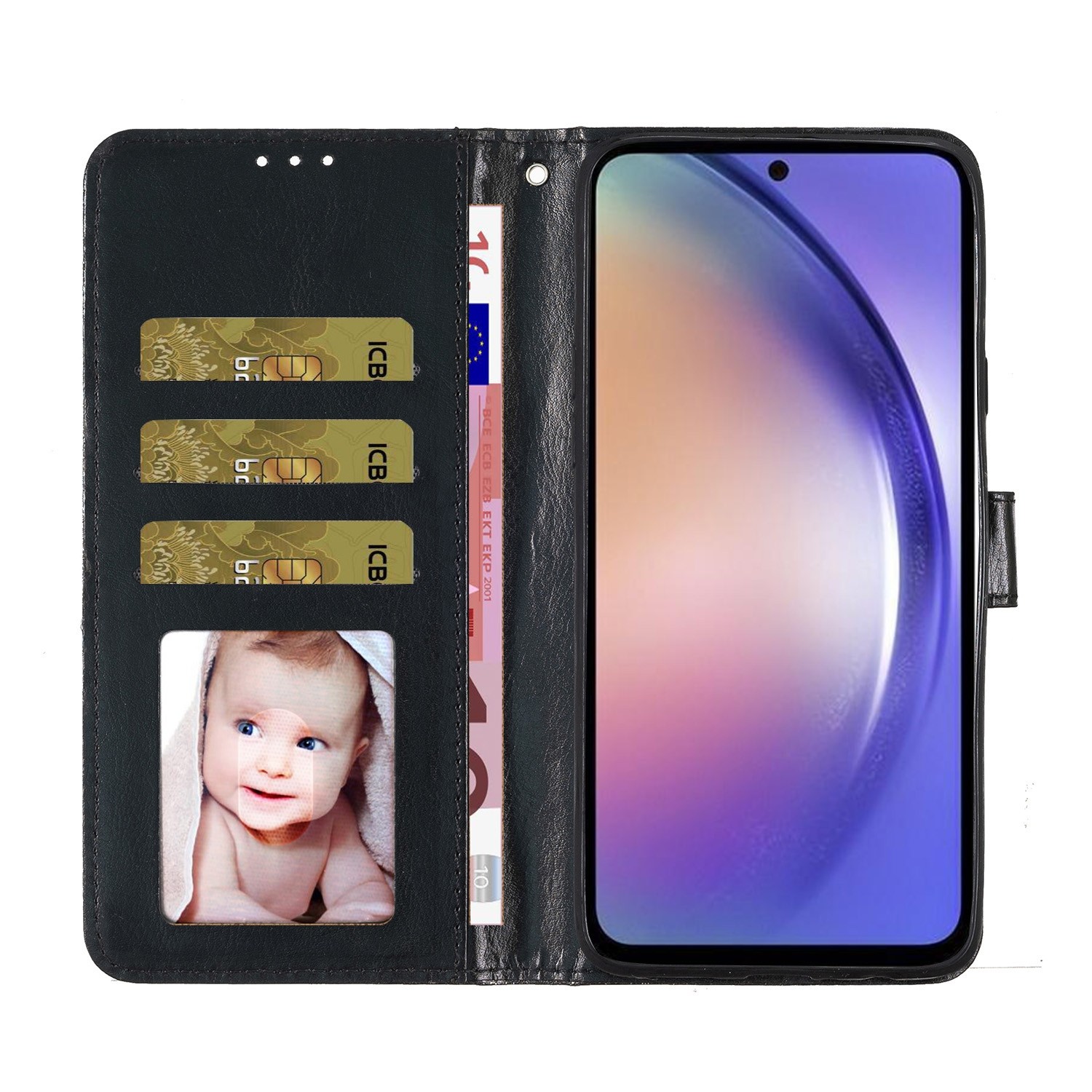 Tel1 Xiaomi Poco C65 / Xiaomi Redmi 13C 4G Glitter Powder Filp Θήκη Βιβλίο - Black
