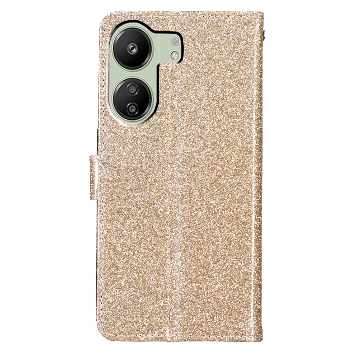 Tel1 Xiaomi Poco C65 / Xiaomi Redmi 13C 4G Glitter Powder Filp Θήκη Βιβλίο - Gold