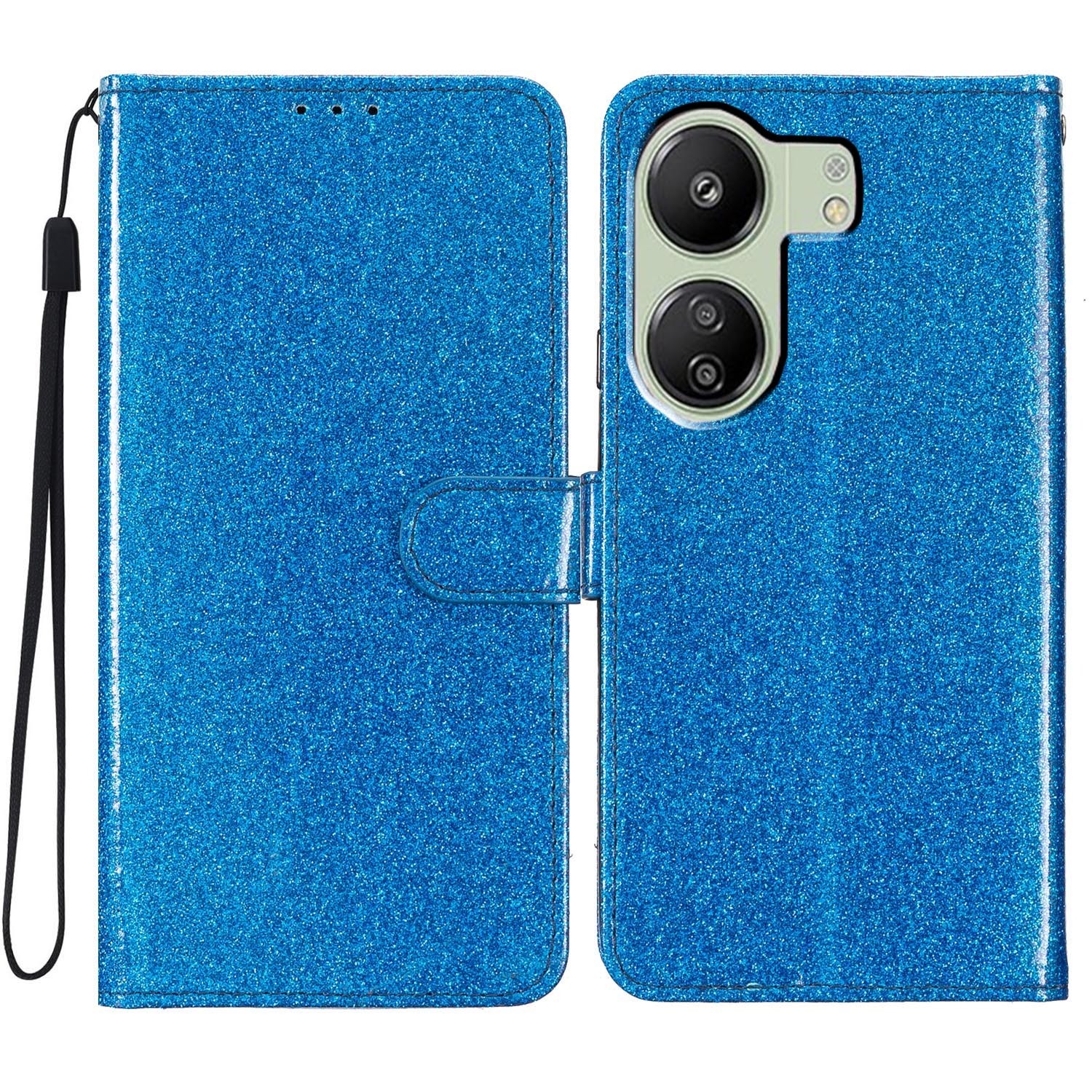 Tel1 Xiaomi Poco C65 / Xiaomi Redmi 13C 4G Glitter Powder Filp Θήκη Βιβλίο - Blue