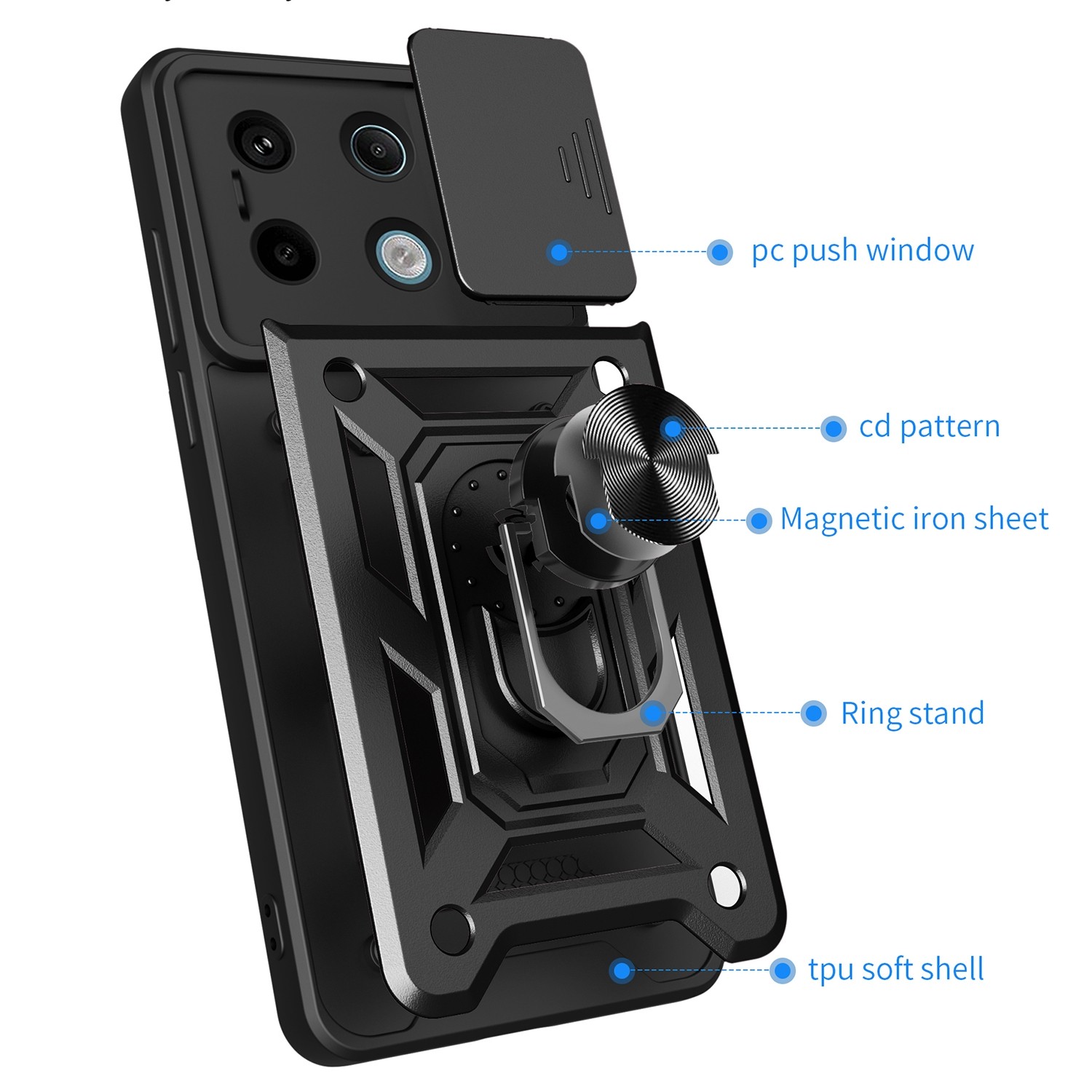 Forcell Xiaomi Redmi Note 13 Pro 5G Sliding Camera Θήκη Σκληρή - Gold