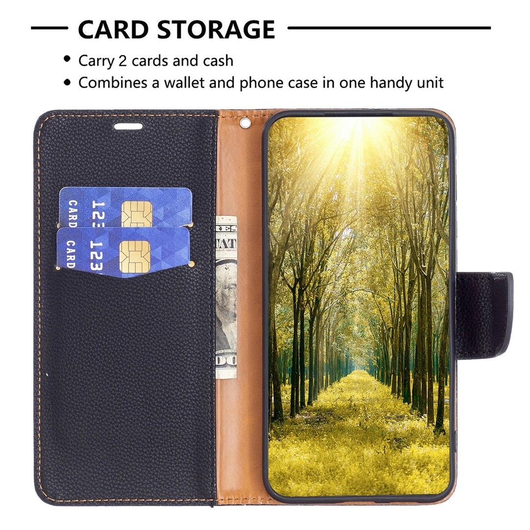 Tel1 Xiaomi Poco C65 / Xiaomi Redmi 13C 4G/5G Litchi Texture Pure Color Θήκη Βιβλίο - Black