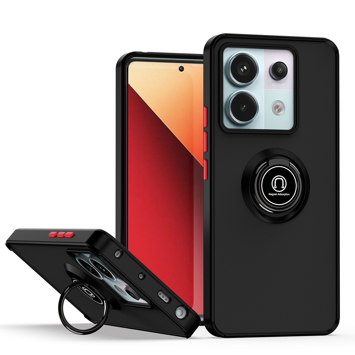 Forcell Xiaomi Redmi Note 13 Pro 5G / Xiaomi Poco X6 5G Q Shadow Ring Holder Θήκη Σιλικόνης Φιμέ - Black
