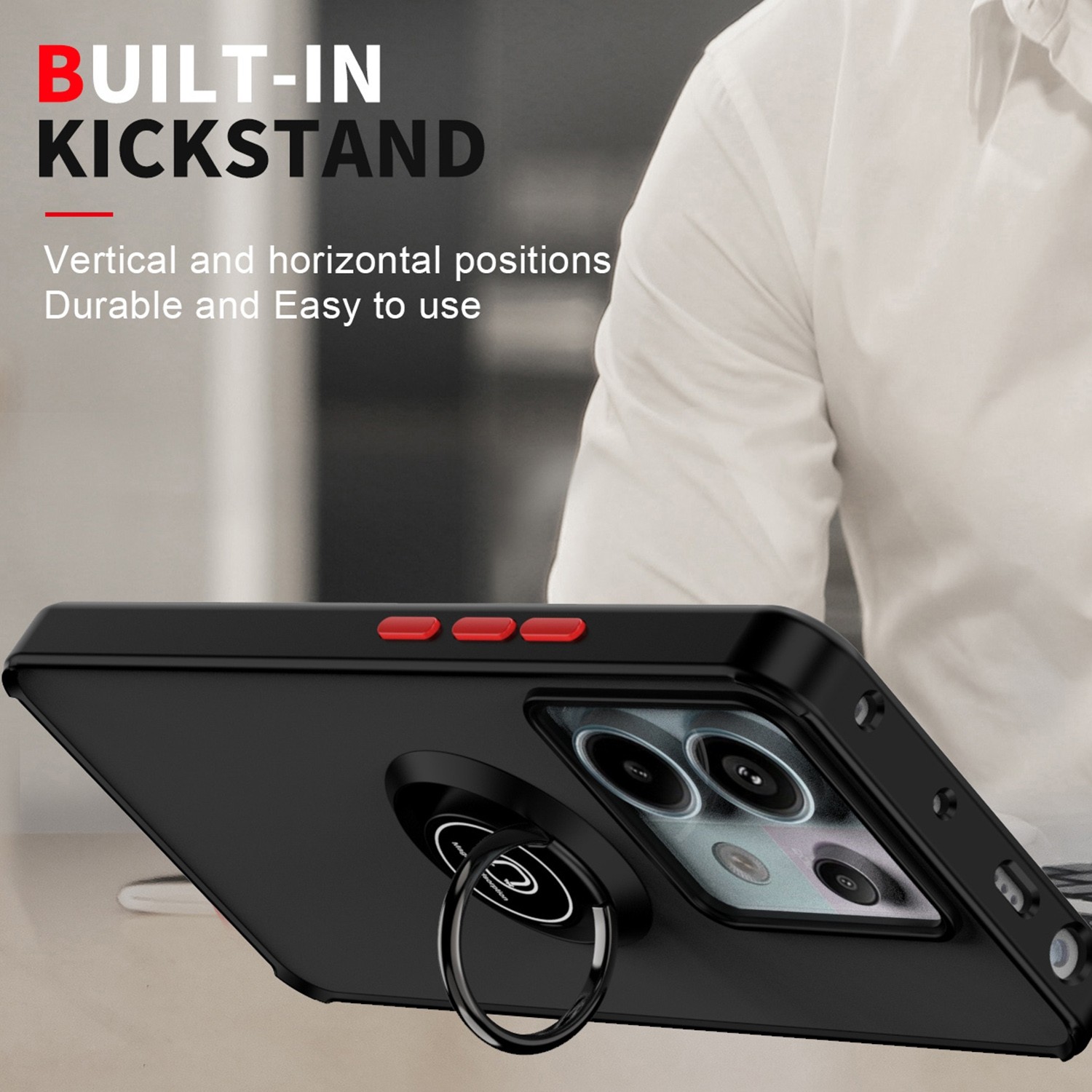 Forcell Xiaomi Redmi Note 13 Pro 5G / Xiaomi Poco X6 5G Q Shadow Ring Holder Θήκη Σιλικόνης Φιμέ - Black