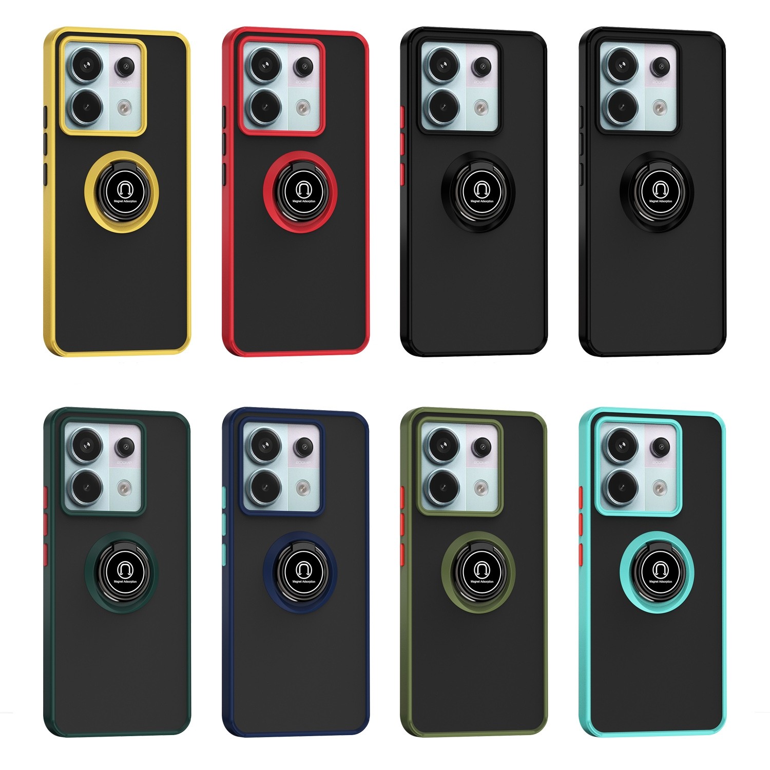 Forcell Xiaomi Redmi Note 13 Pro 5G / Xiaomi Poco X6 5G Q Shadow Ring Holder Θήκη Σιλικόνης Φιμέ - Black