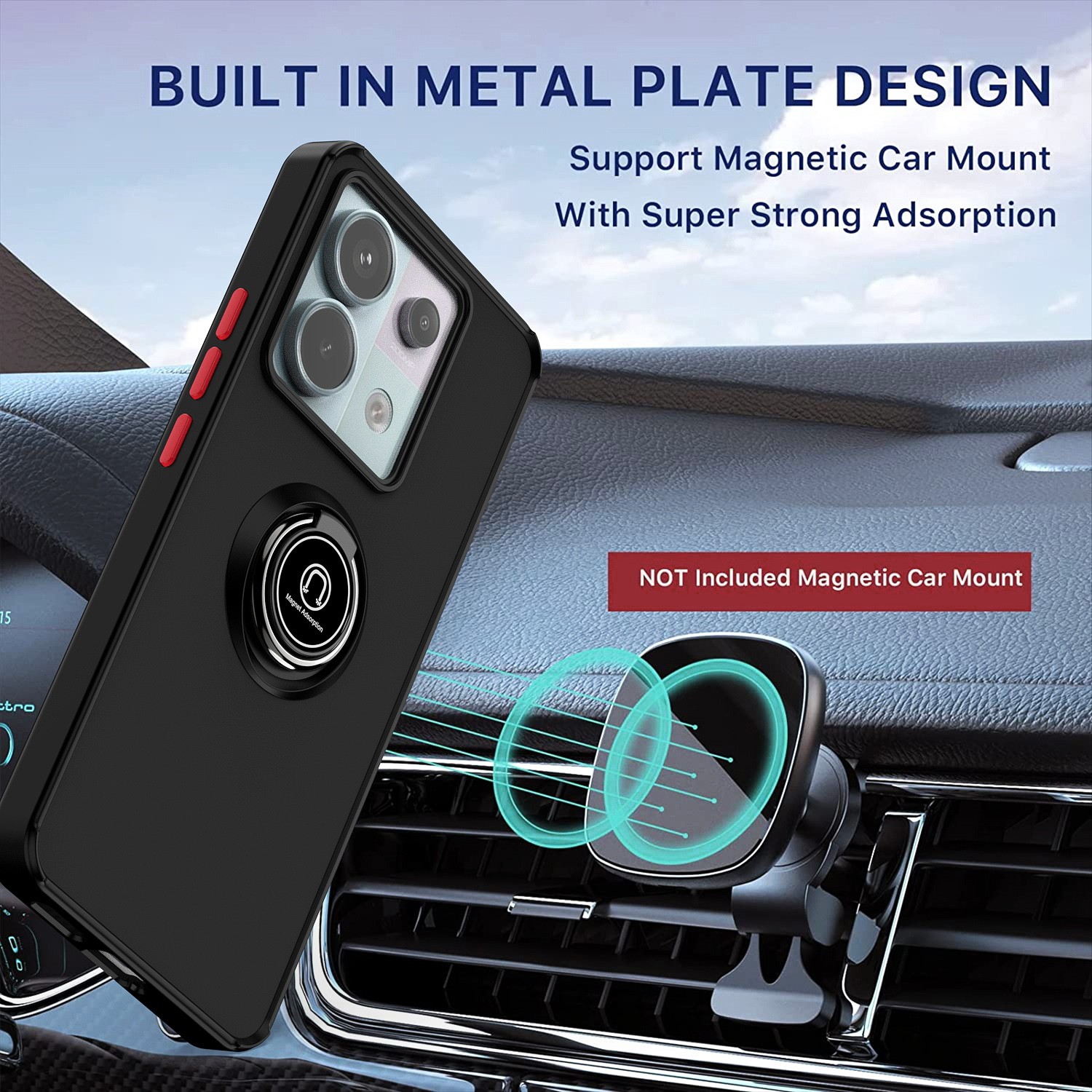 Forcell Xiaomi Redmi Note 13 Pro 5G / Xiaomi Poco X6 5G Q Shadow Ring Holder Θήκη Σιλικόνης Φιμέ - Black