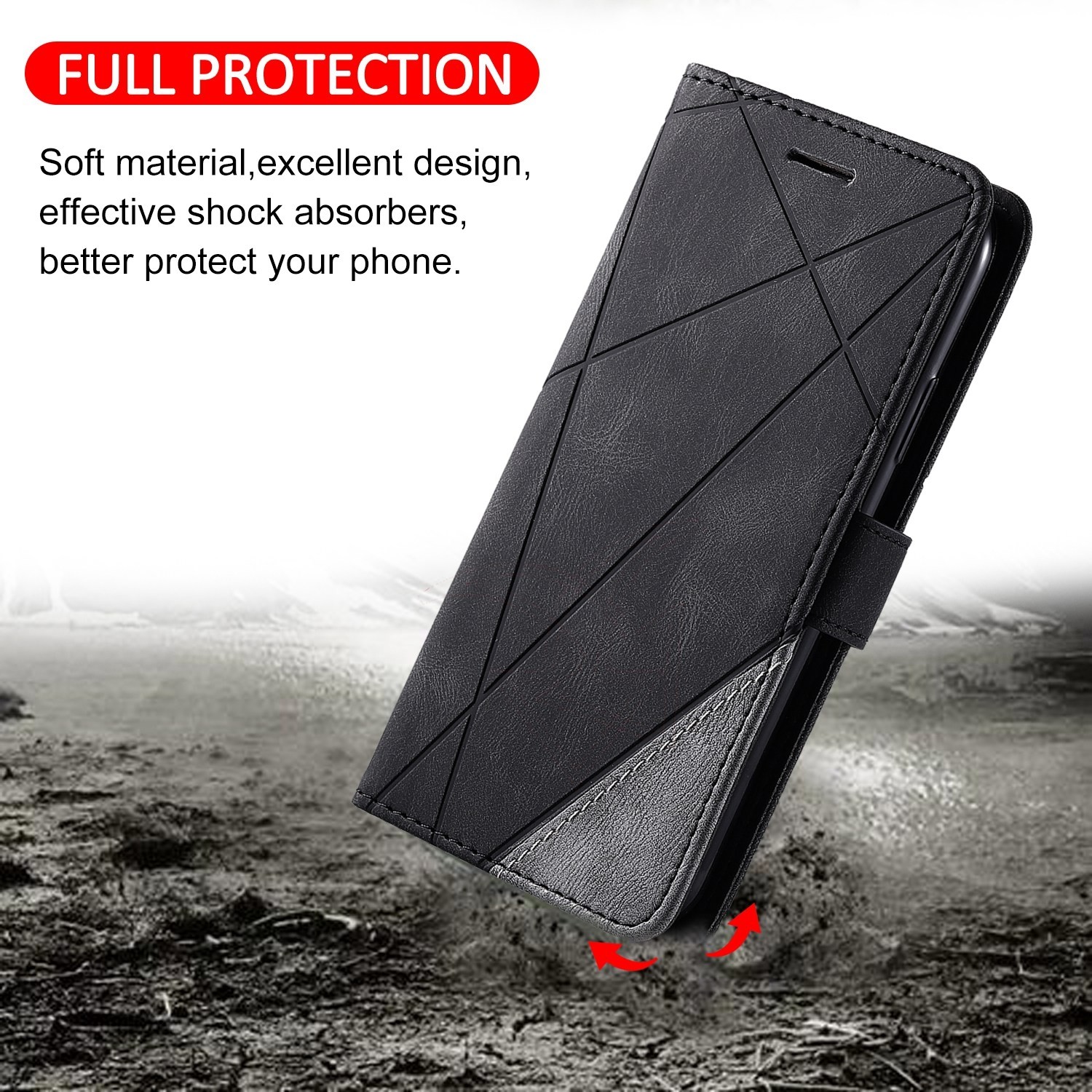 Tel1 Xiaomi Redmi Note 13 Pro 5G Skin Feel Splicing Θήκη Βιβλίο - Black