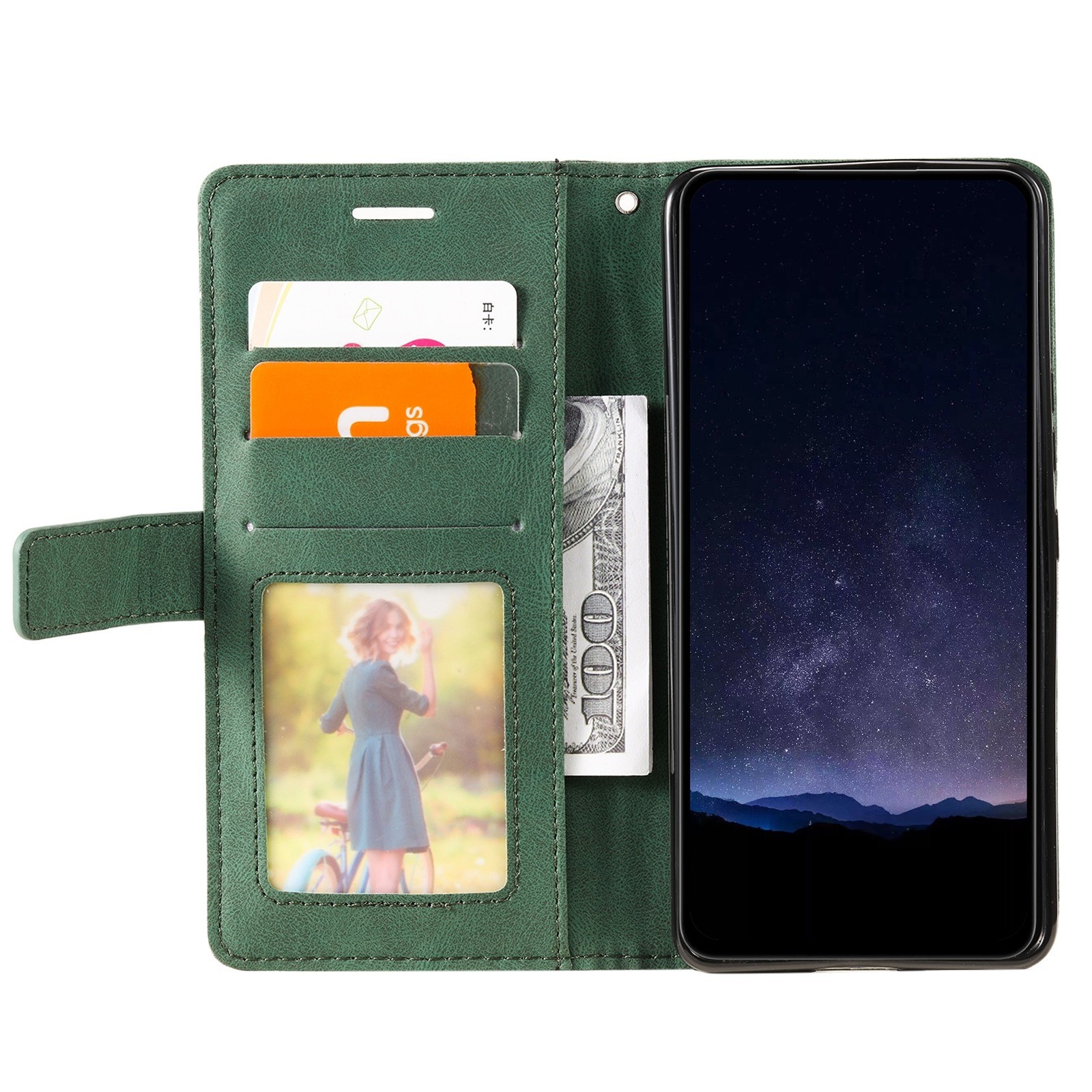 Tel1 Xiaomi Redmi Note 13 Pro 5G Skin Feel Splicing Θήκη Βιβλίο - Green